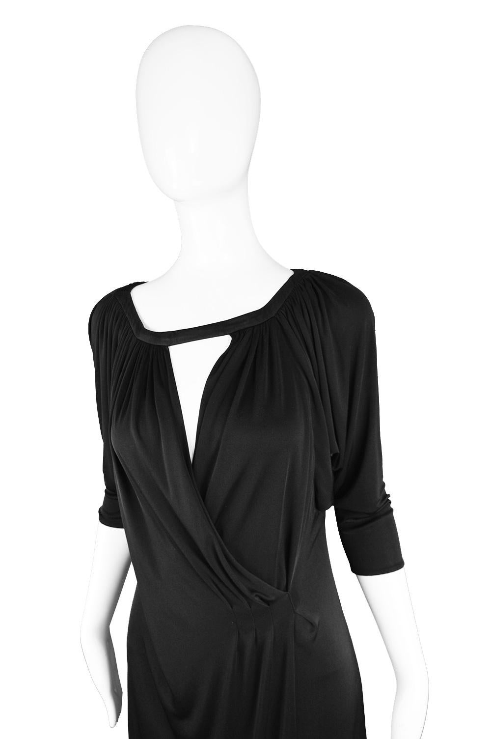 Gianni Versace Couture Black Jersey Batwing Vintage Dress, Spring 2001 For Sale 1