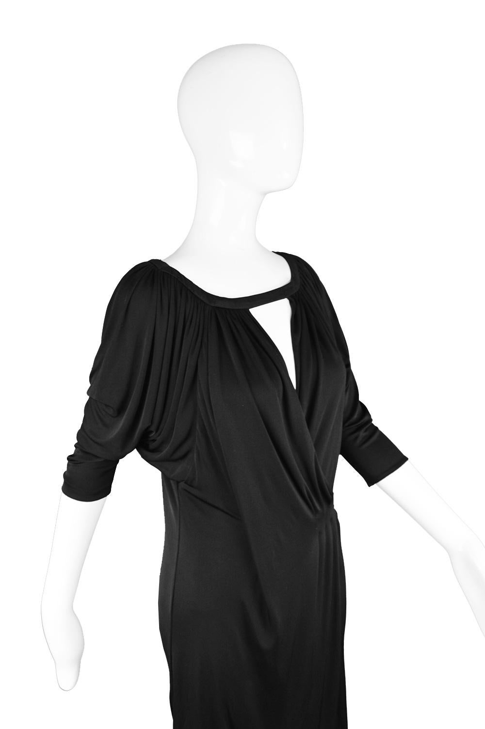 Gianni Versace Couture Black Jersey Batwing Vintage Dress, Spring 2001 For Sale 2