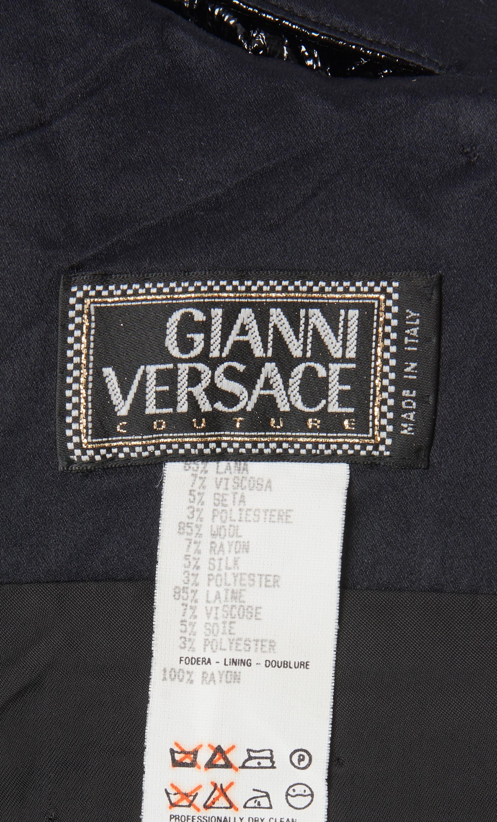 Women's Gianni Versace Couture, Black leather evening gown, Autumn/Winter 1994 For Sale