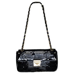 GIANNI VERSACE COUTURE BLACK PATENT QUILTED LEATHER SHOULDER Bag