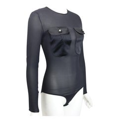 Gianni Versace Couture Black Silk See Through Body Suit Top