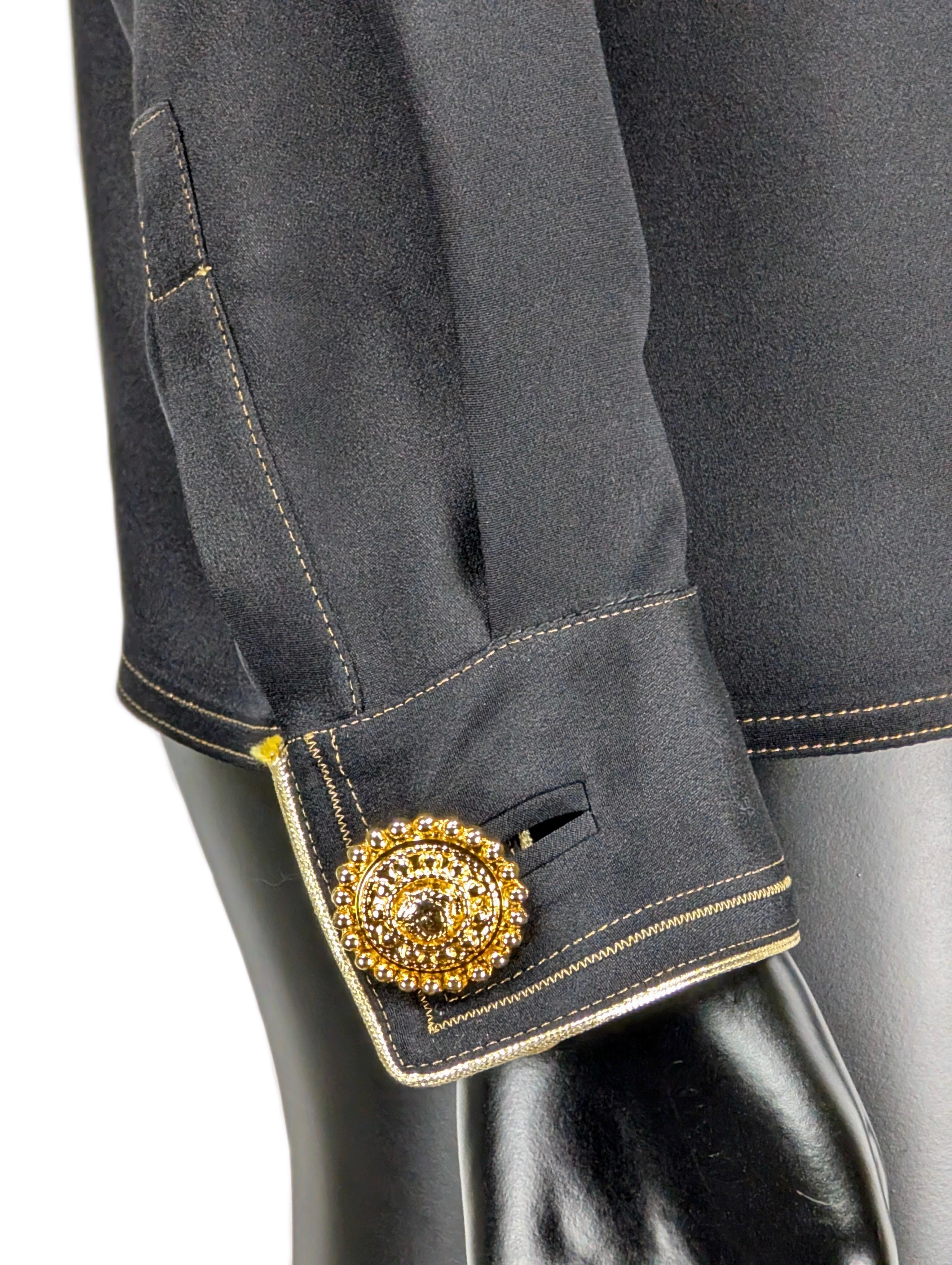 Gianni Versace Couture camicia di seta nera, frange di perline A/I 1992 Bondage in vendita 6