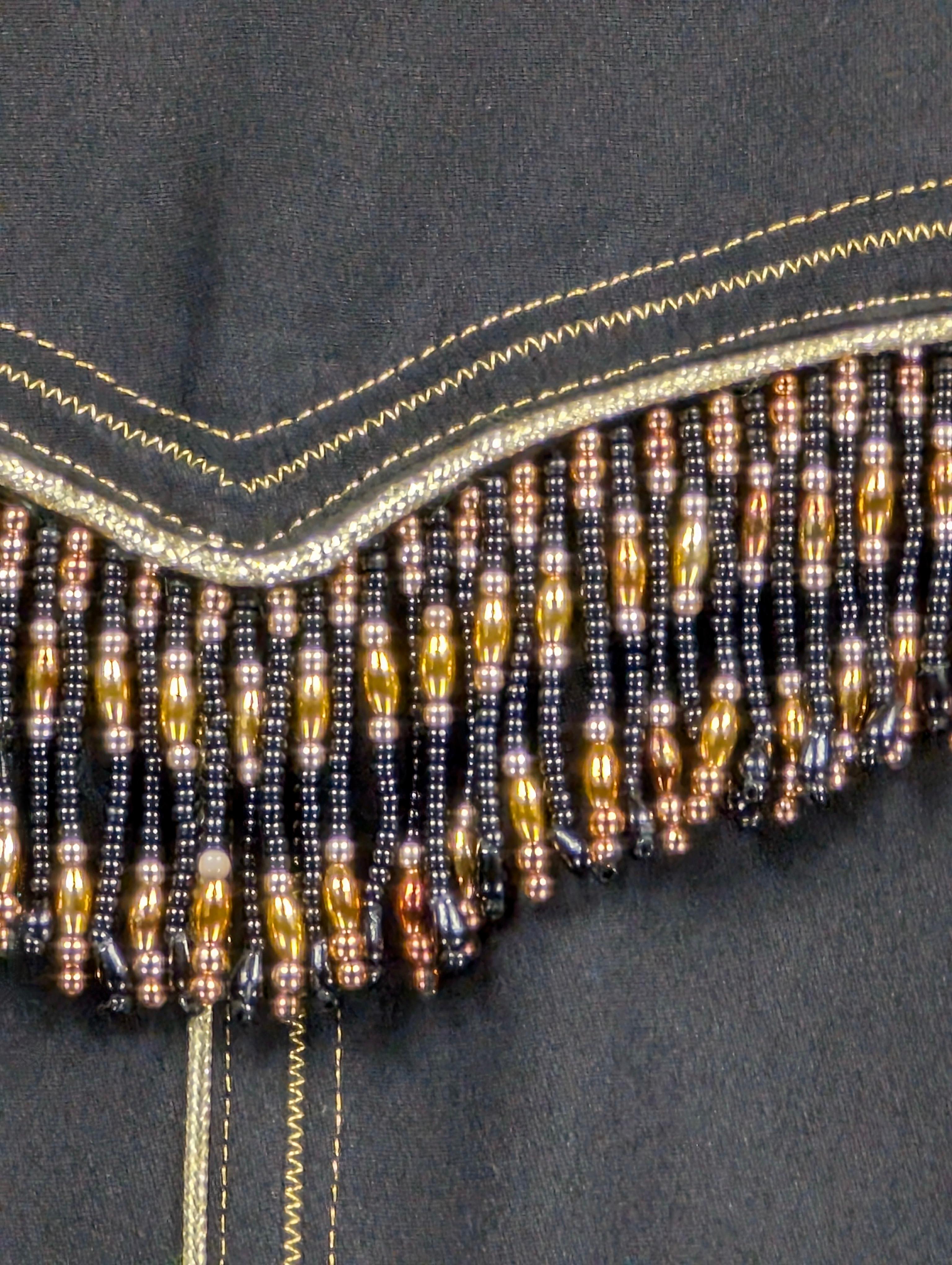 Gianni Versace Couture camicia di seta nera, frange di perline A/I 1992 Bondage in vendita 8