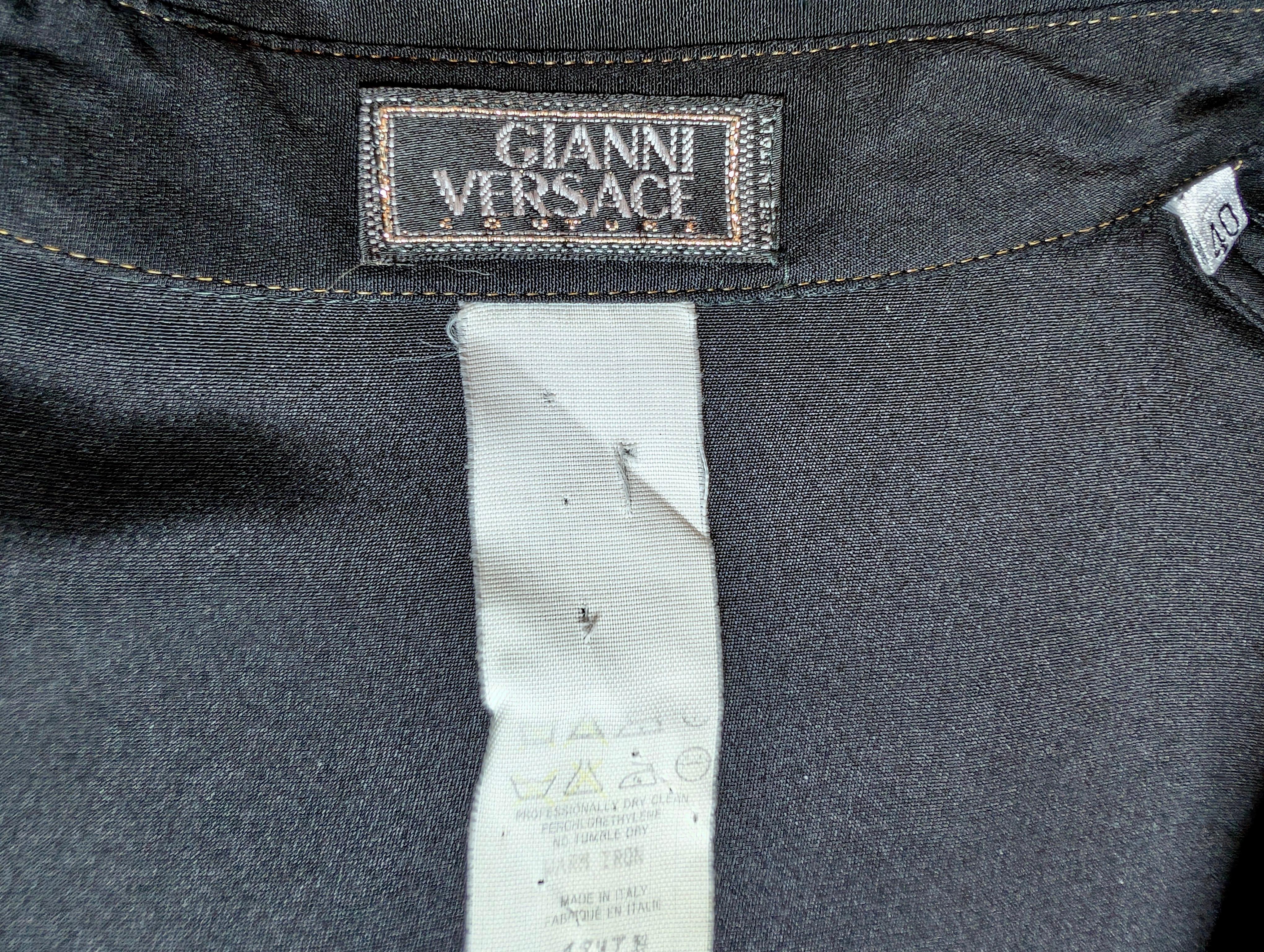 Gianni Versace Couture camicia di seta nera, frange di perline A/I 1992 Bondage in vendita 11