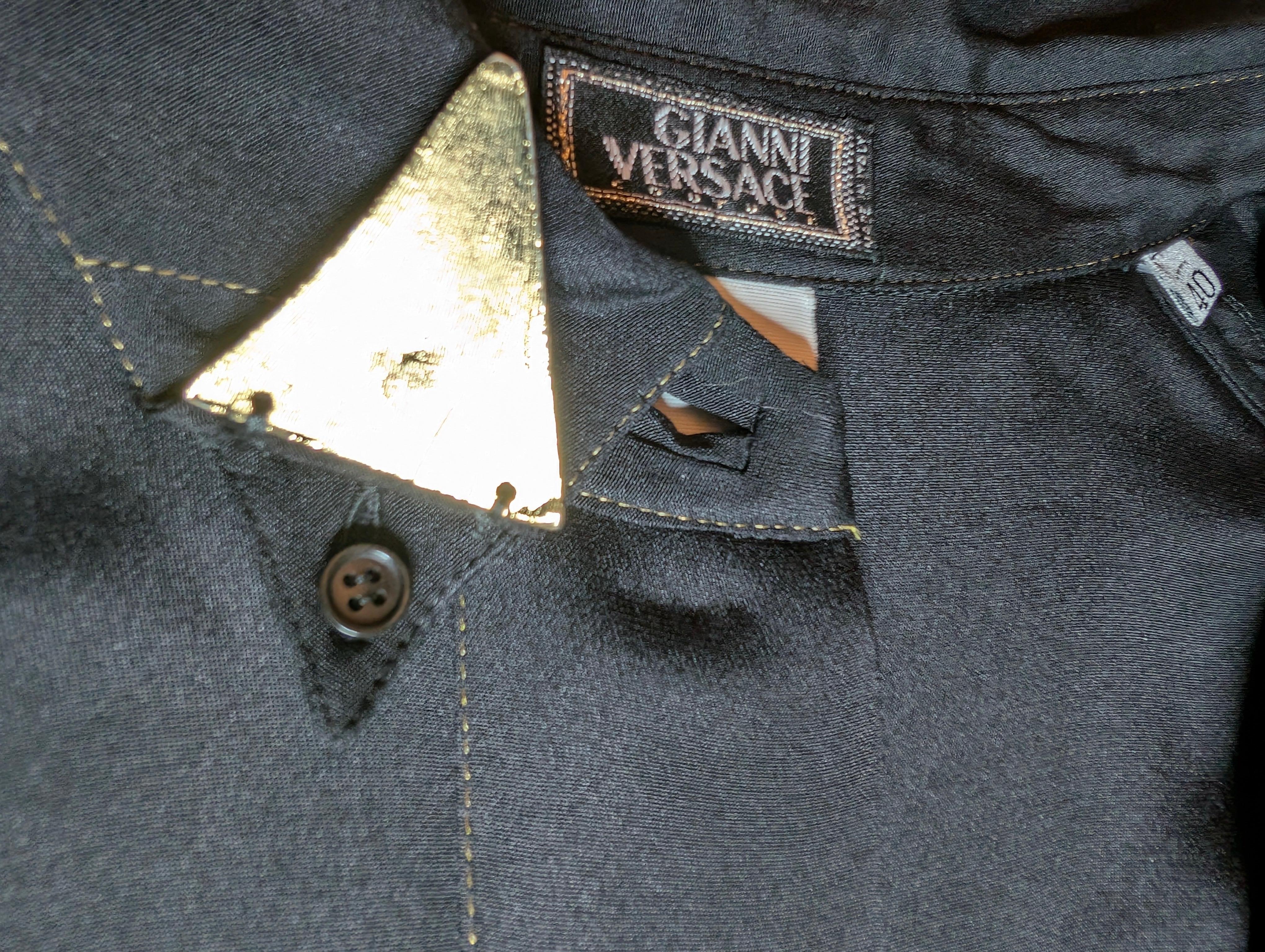 Gianni Versace Couture camicia di seta nera, frange di perline A/I 1992 Bondage in vendita 14