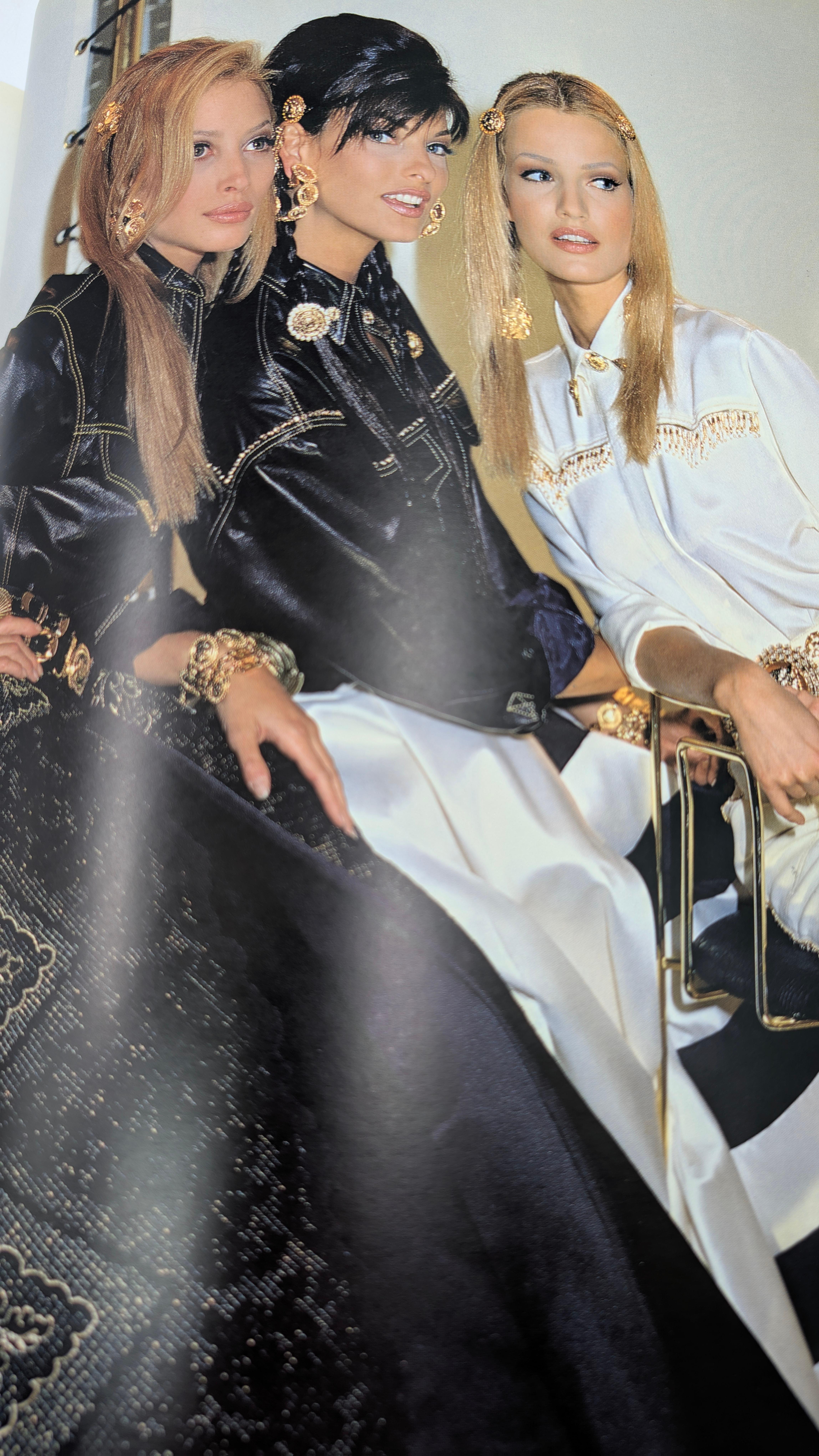 Gianni Versace Couture camicia di seta nera, frange di perline A/I 1992 Bondage In condizioni ottime in vendita a Rubiera, RE