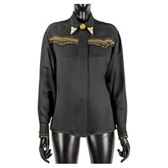Gianni Versace Couture camicia di seta nera, frange di perline A/I 1992 Bondage