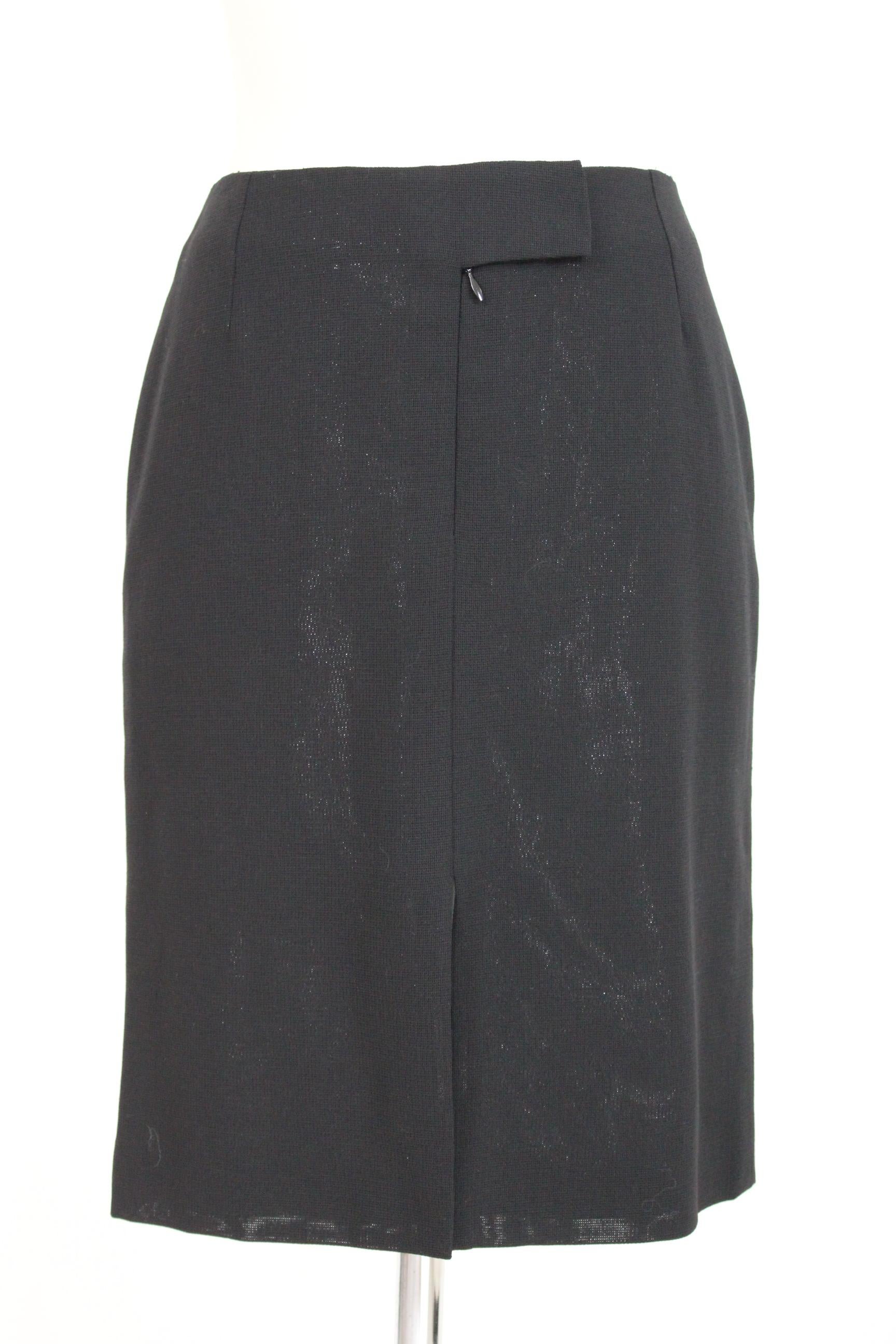Gianni Versace Couture Noir Argent Silk Wool Lamè Evening Skirt 1980 en vente 2