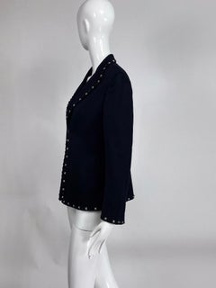 Gianni Versace Couture Black Wool Bead & Stud Trimmed Jacket