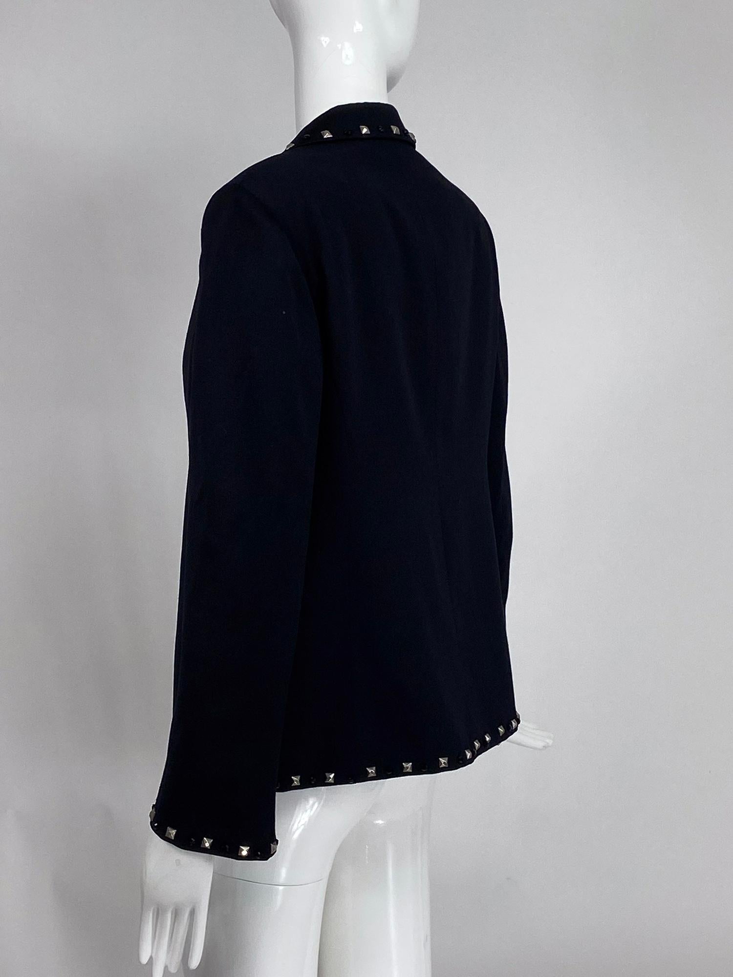 Gianni Versace Couture Schwarze Jacke aus Wolle mit Perlen & Nietenbesatz im Zustand „Gut“ im Angebot in West Palm Beach, FL