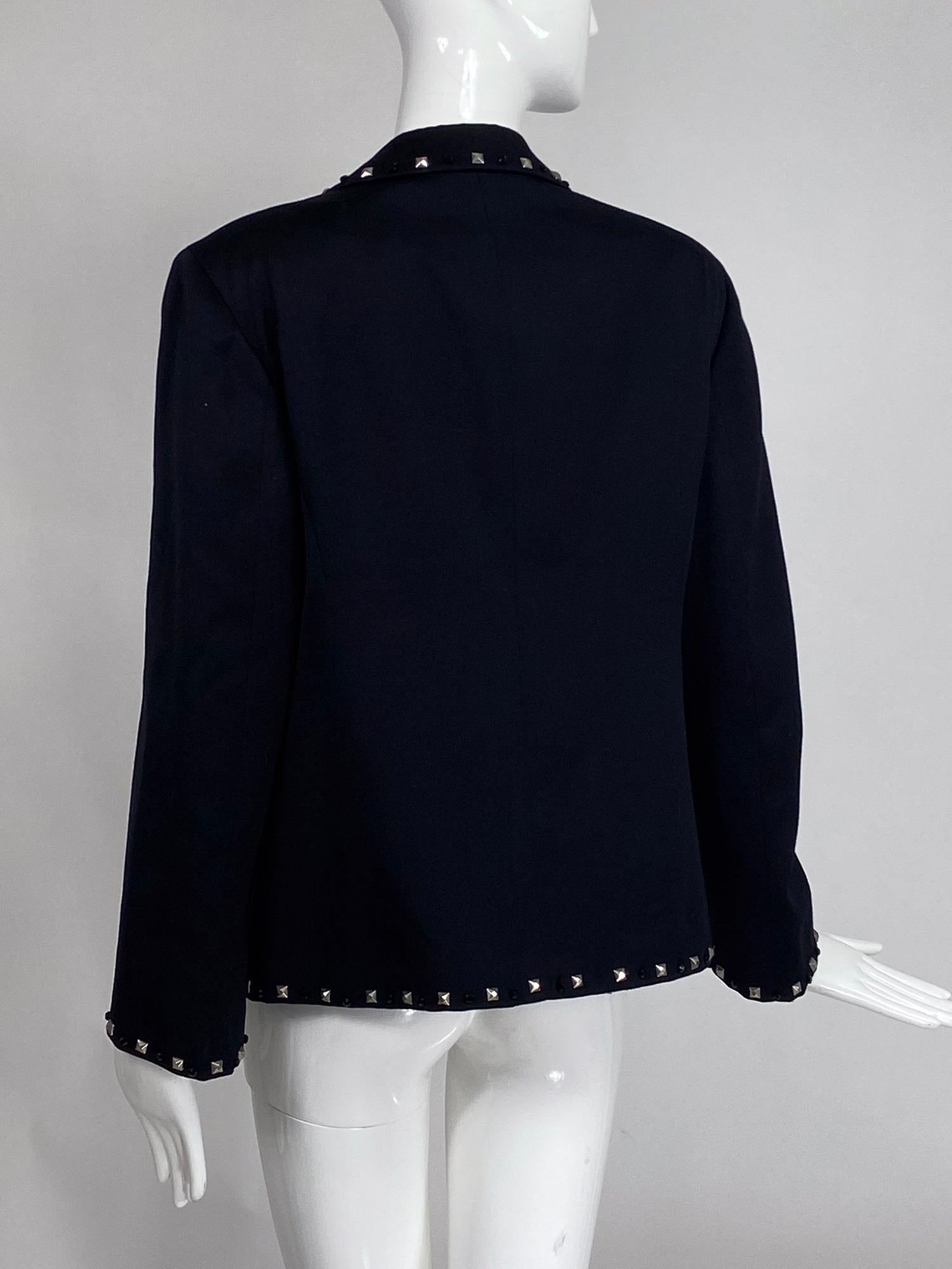 Gianni Versace Couture Schwarze Jacke aus Wolle mit Perlen & Nietenbesatz Damen im Angebot