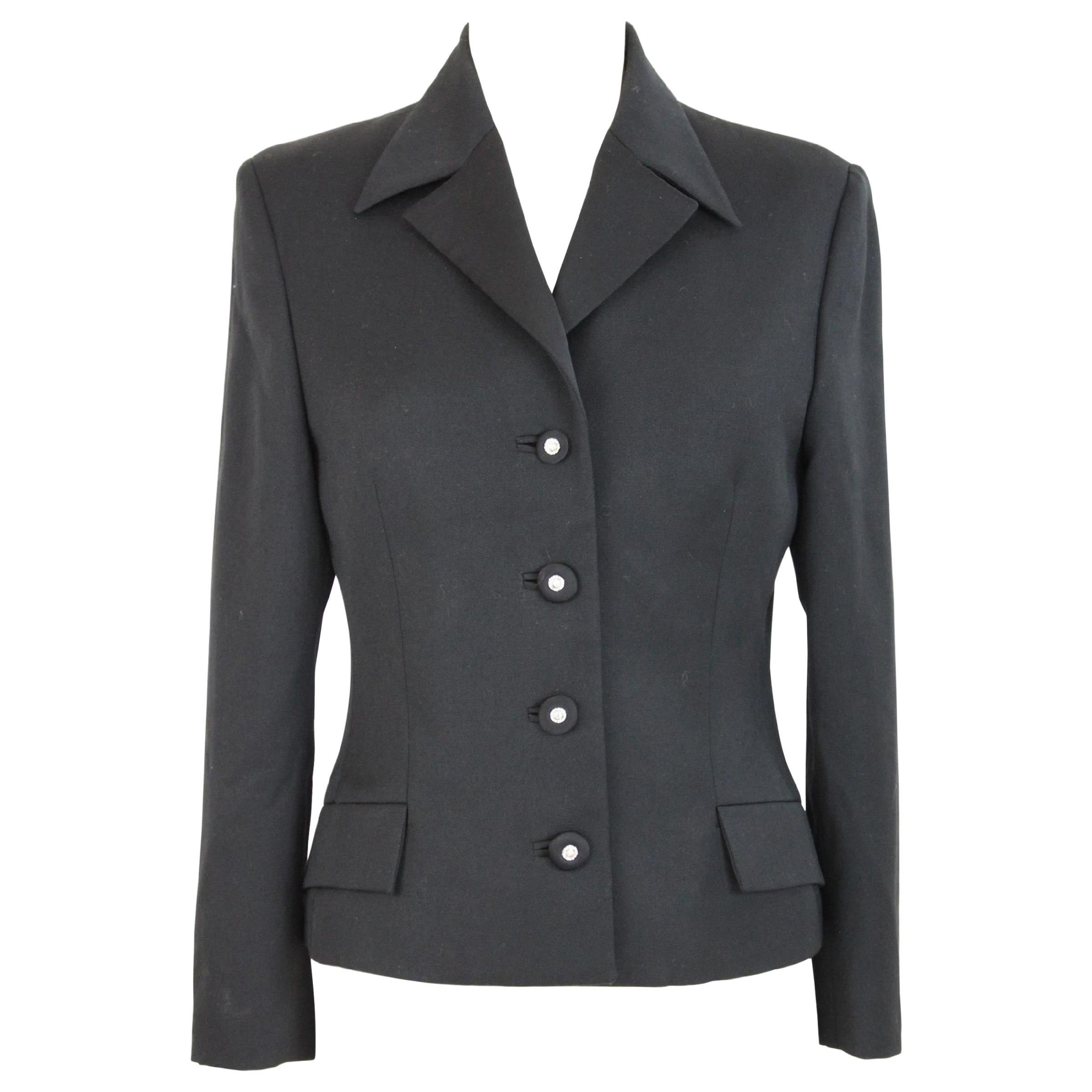 Gianni Versace Couture Black Wool Silk Slim Fit Jacket