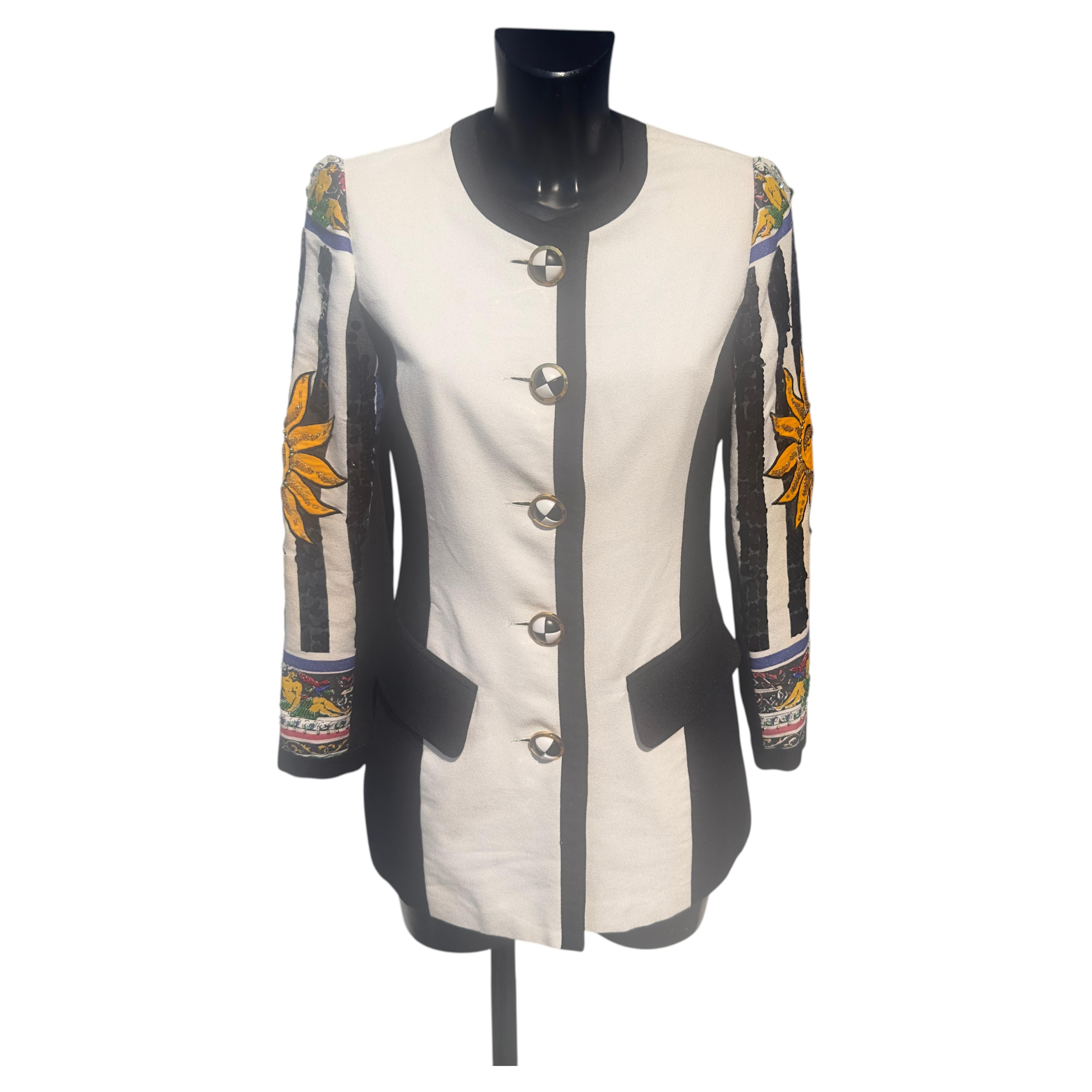 Gianni Versace Couture Baroque Sun Embroidered Blazer with Sequins 1990s
