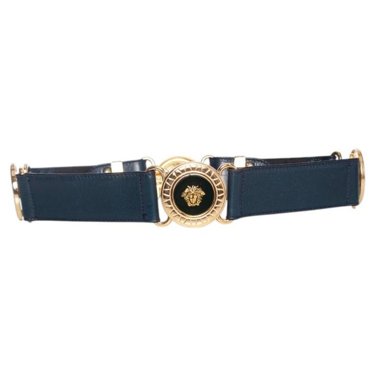 Gianni Versace couture Blue waist belt Gianni Versace, Blue croc stamped leather waist belt ref  main image 4