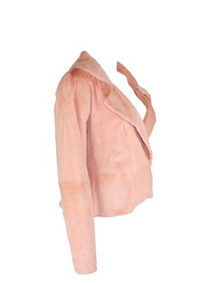 NEW Gianni Versace Couture Blush Pink Nude Fur Jacket Coat 42