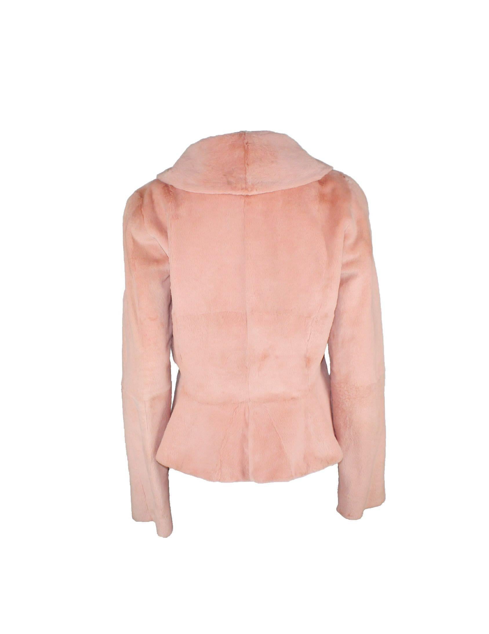 Arancia NUOVO Gianni Versace Couture Blush Pink Nude Fur Jacket Coat 42 in vendita