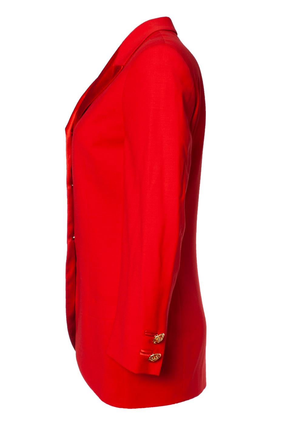 Red Gianni Versace Couture, Bondage collection runway red blazer For Sale