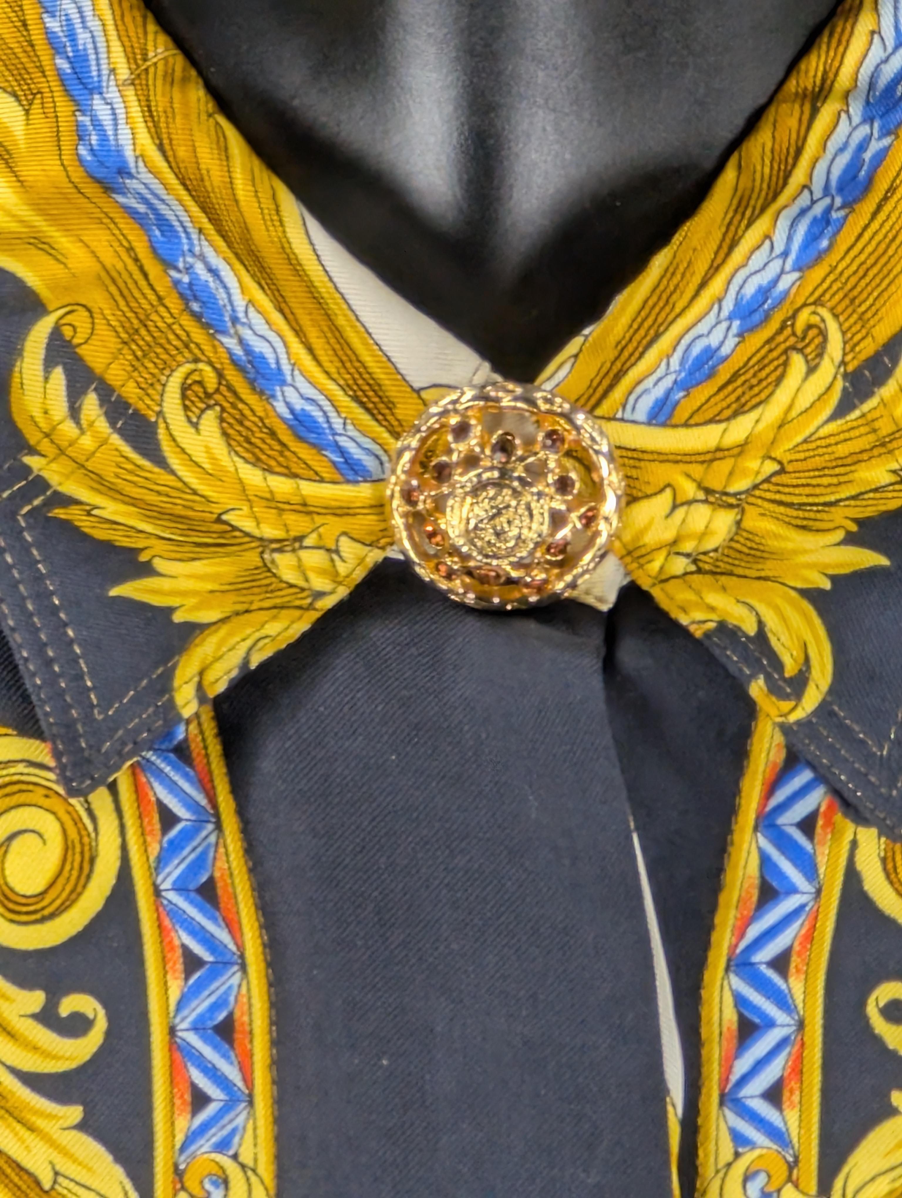 GIANNI VERSACE COUTURE Buffalo Bill silk shirt with beads For Sale 6