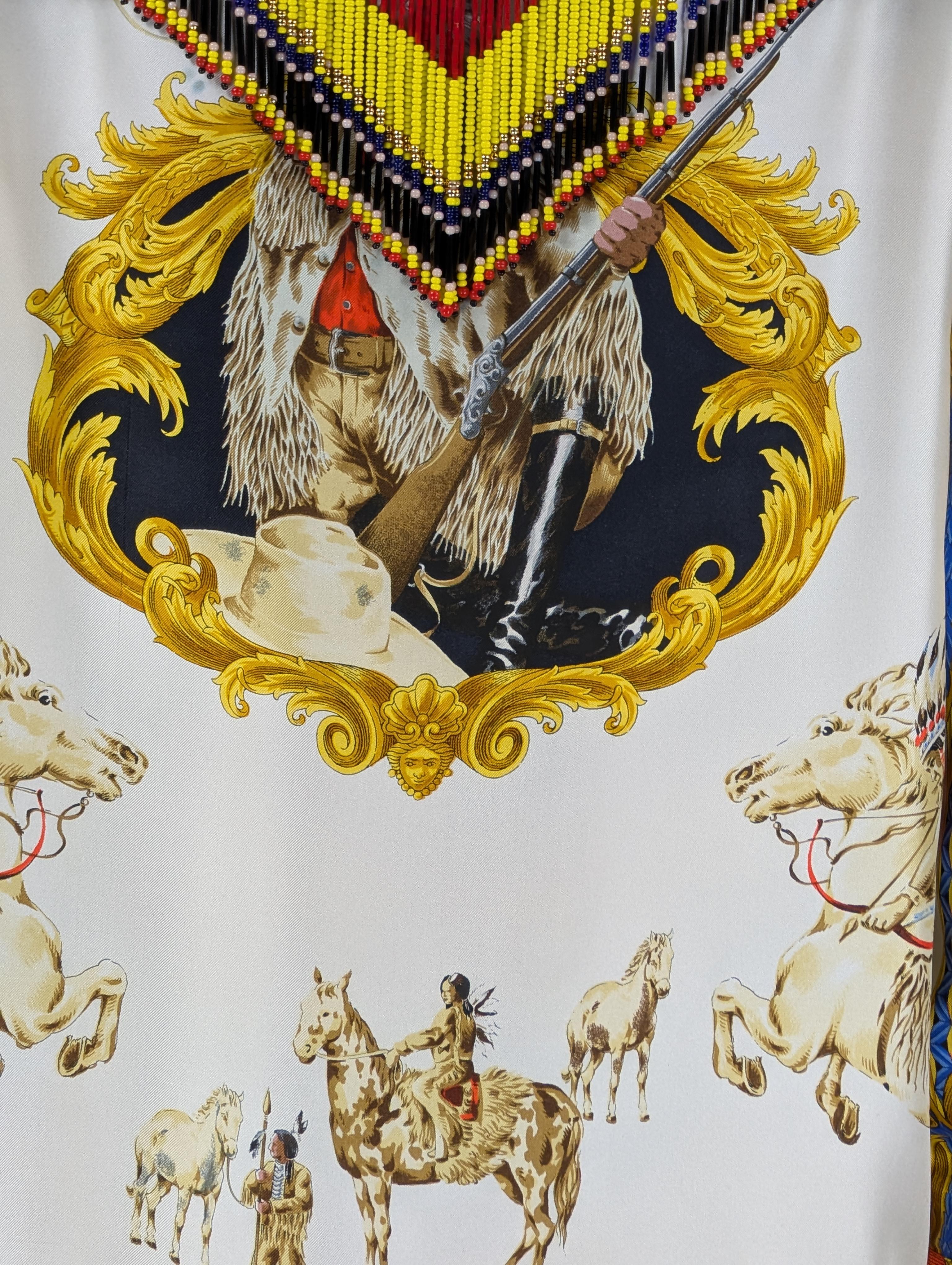 GIANNI VERSACE COUTURE Buffalo Bill silk shirt with beads For Sale 7