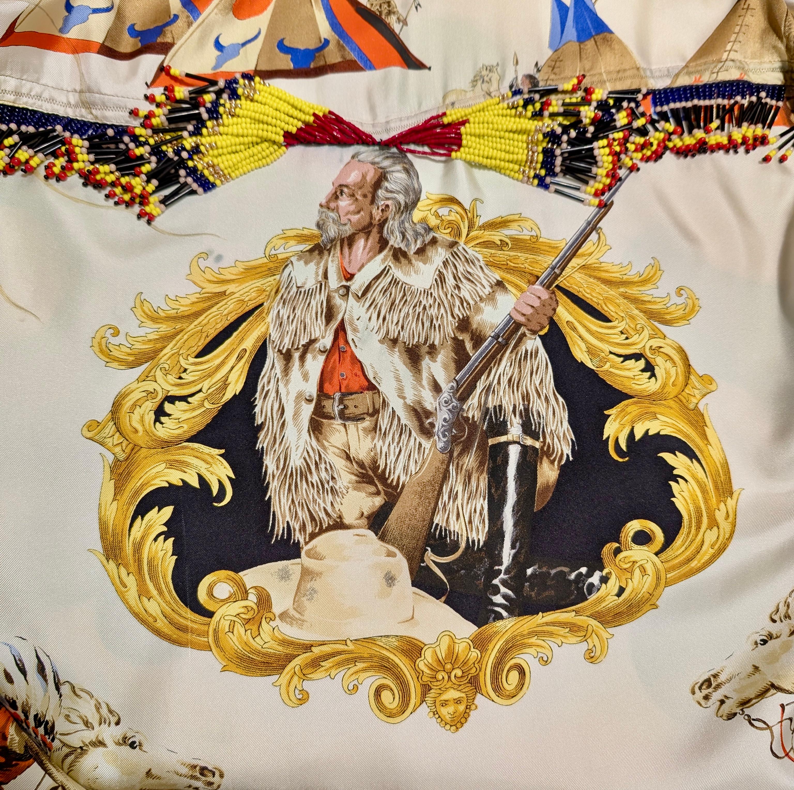 GIANNI VERSACE COUTURE Buffalo Bill silk shirt with beads For Sale 9