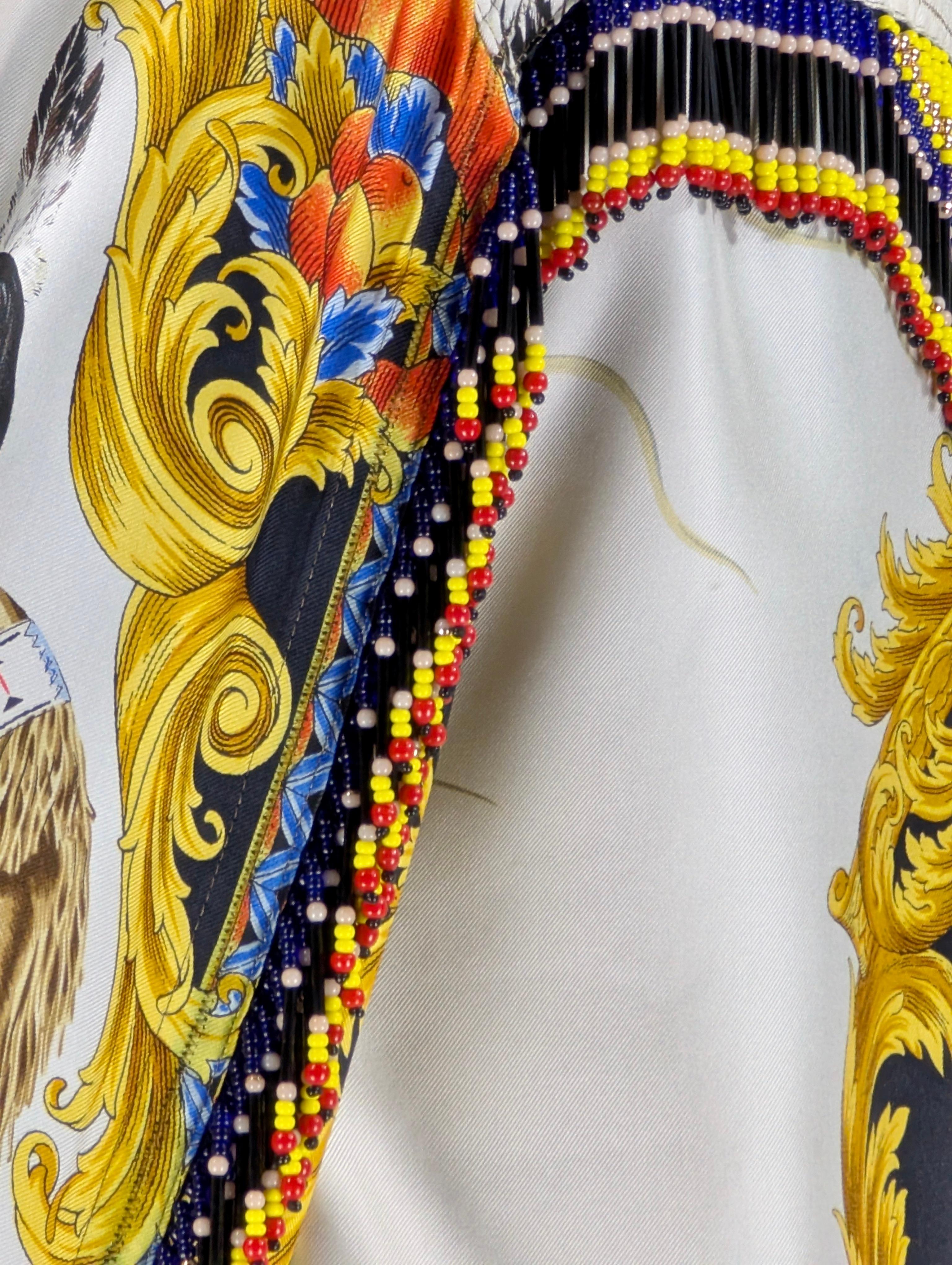 GIANNI VERSACE COUTURE Buffalo Bill silk shirt with beads For Sale 13