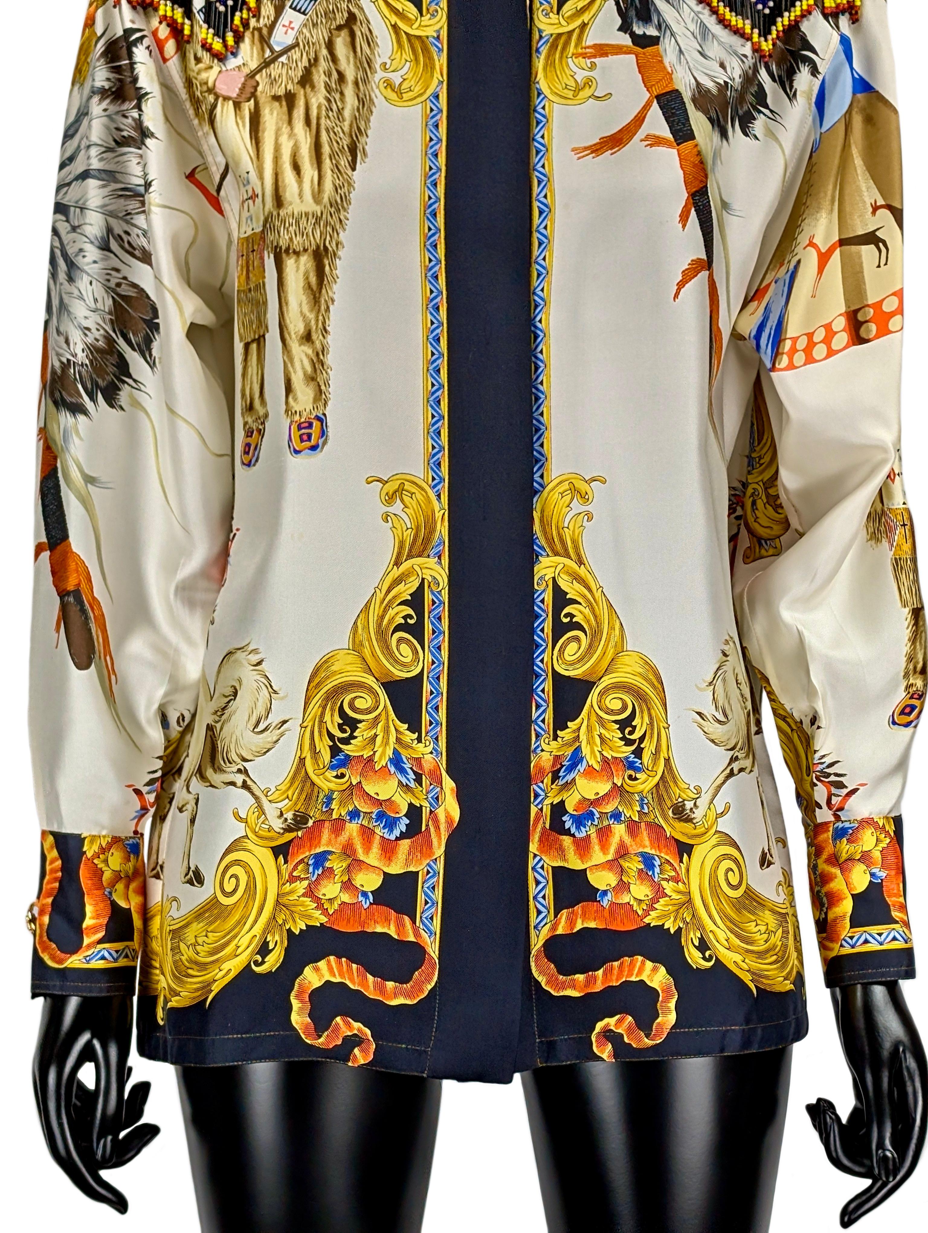 GIANNI VERSACE COUTURE Buffalo Bill silk shirt with beads For Sale 1