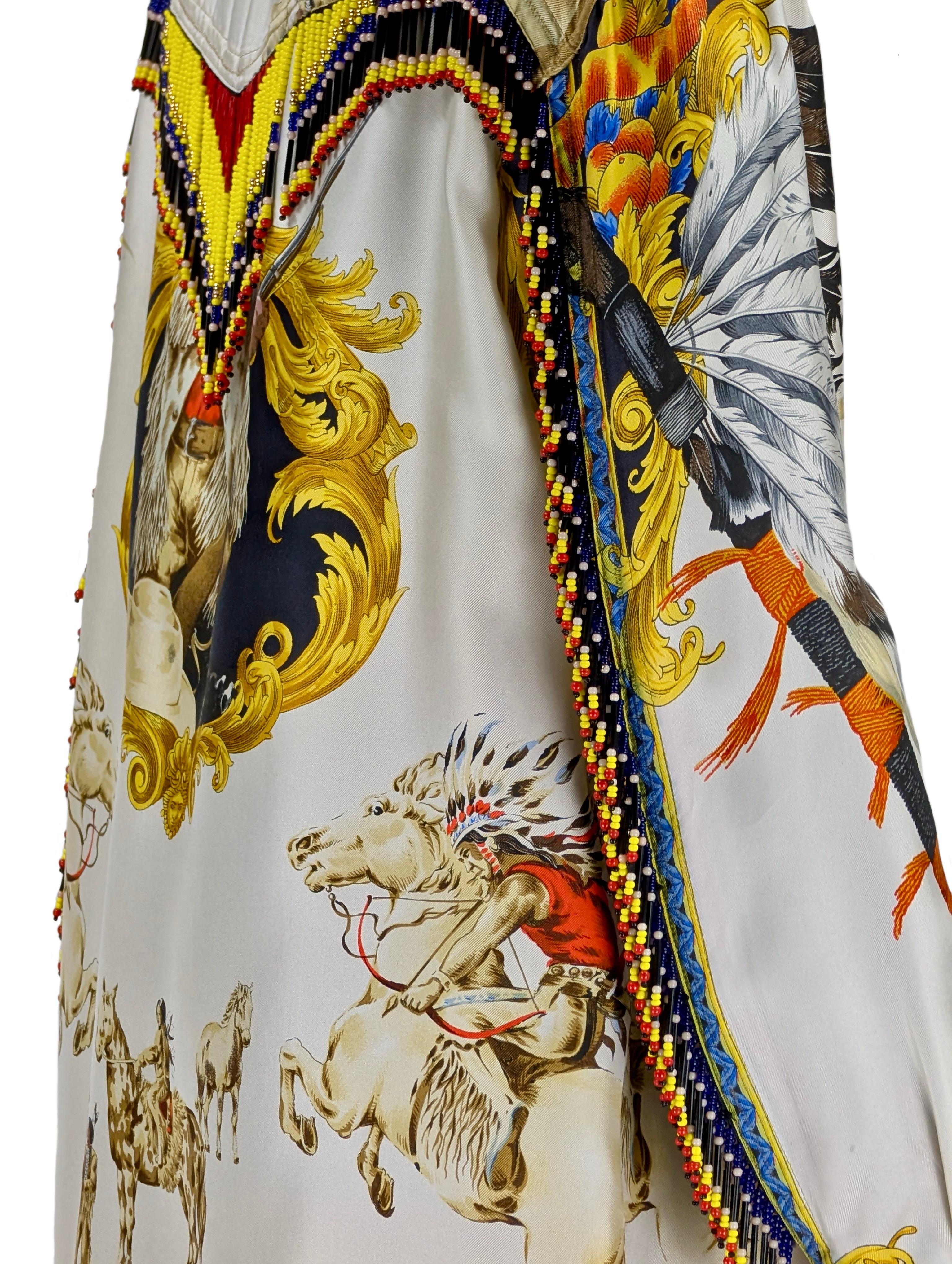 GIANNI VERSACE COUTURE Buffalo Bill silk shirt with beads For Sale 5