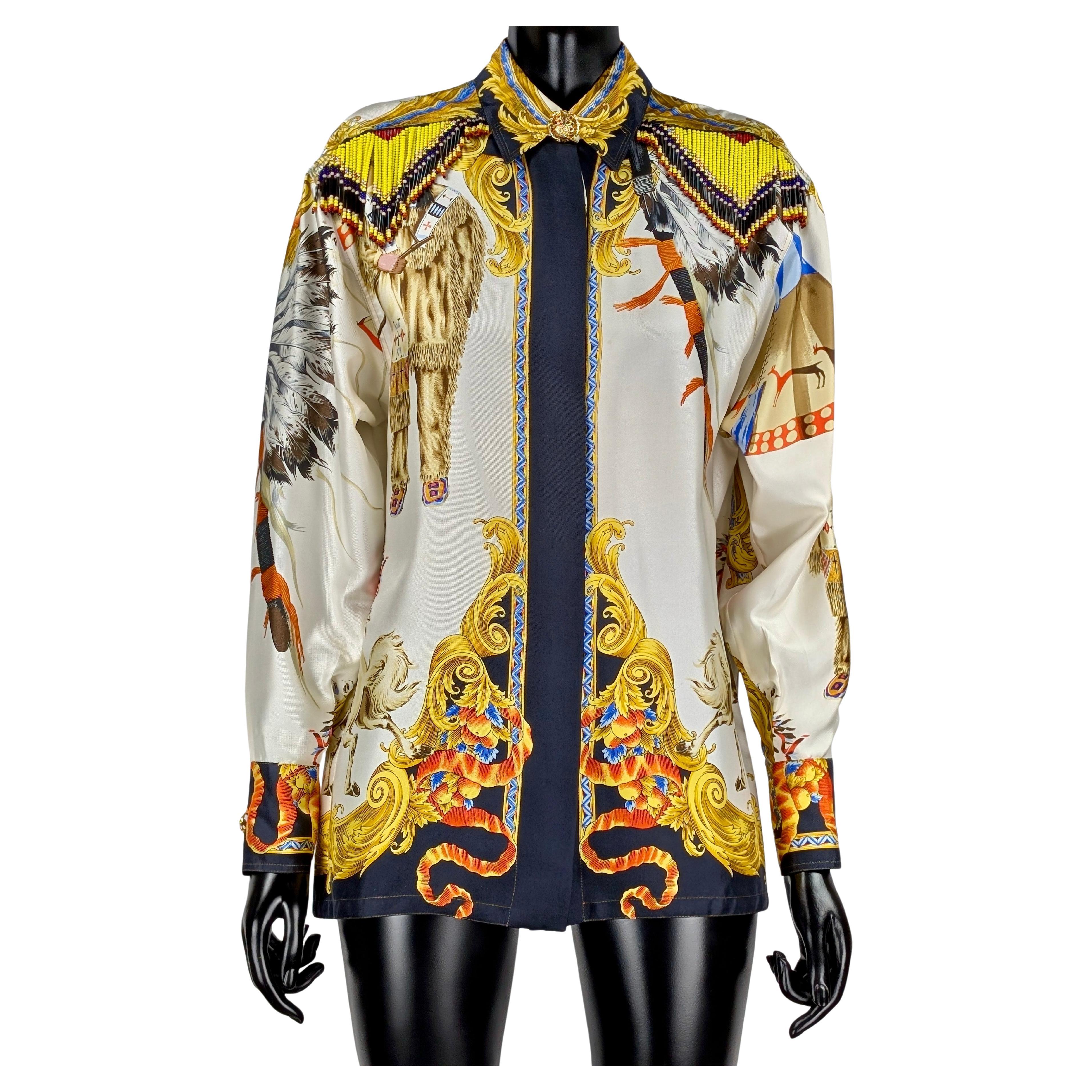 GIANNI VERSACE COUTURE Buffalo Bill silk shirt with beads