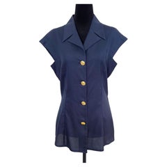 Gianni Versace Couture vintage navy blue shirt from the 1990s