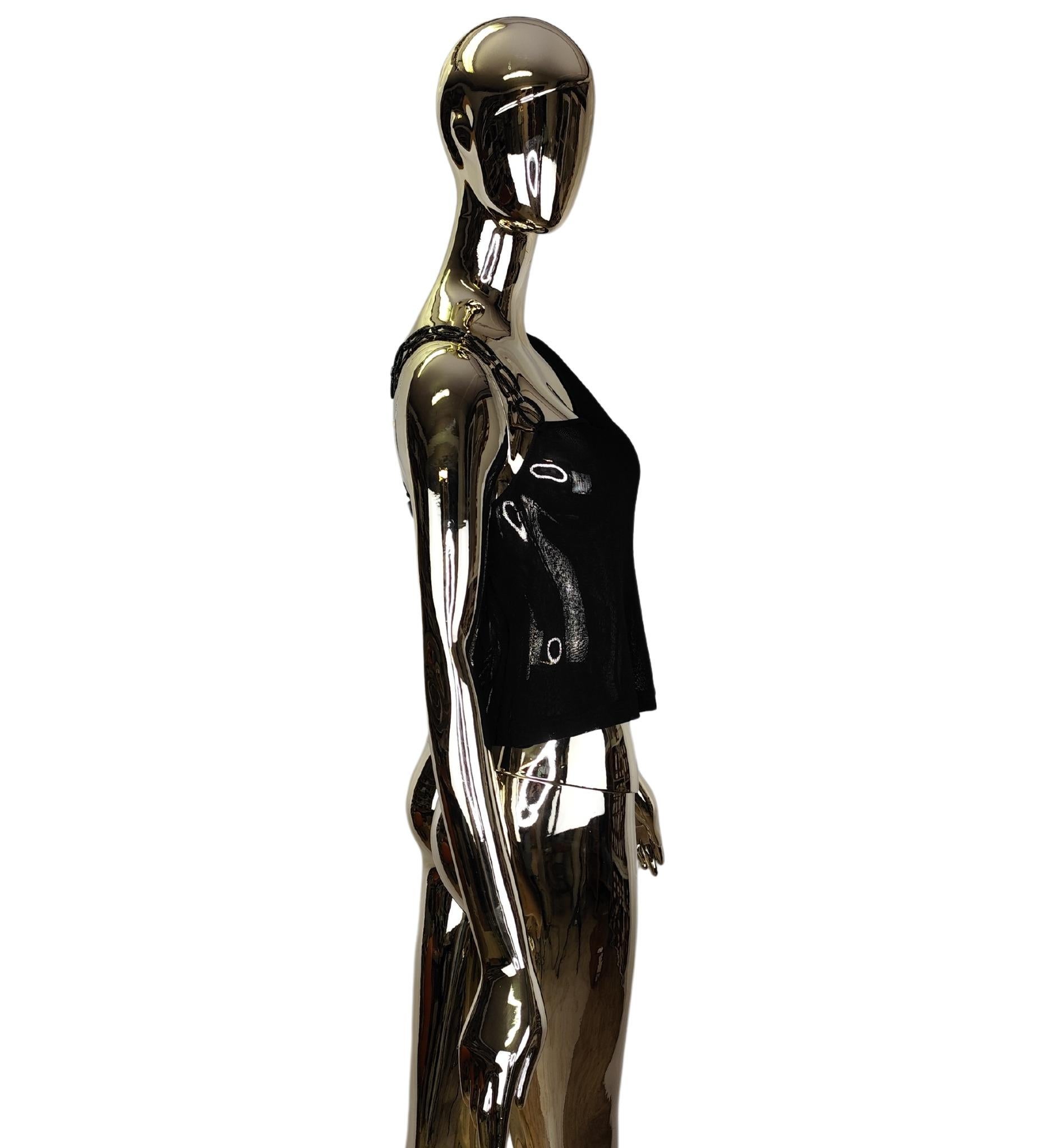 Nero Gianni Versace Couture, top nero con tracolla a catena in vendita
