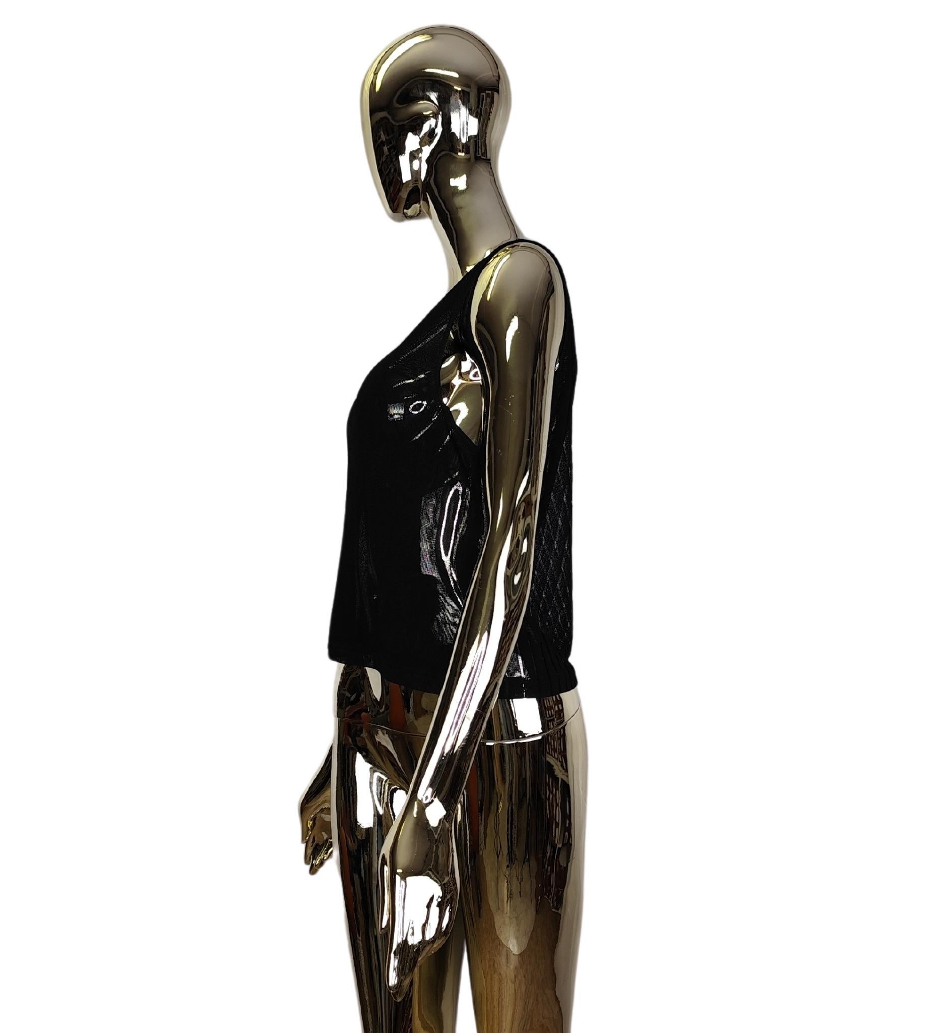 Gianni Versace Couture, top nero con tracolla a catena In condizioni buone in vendita a Milano, IT