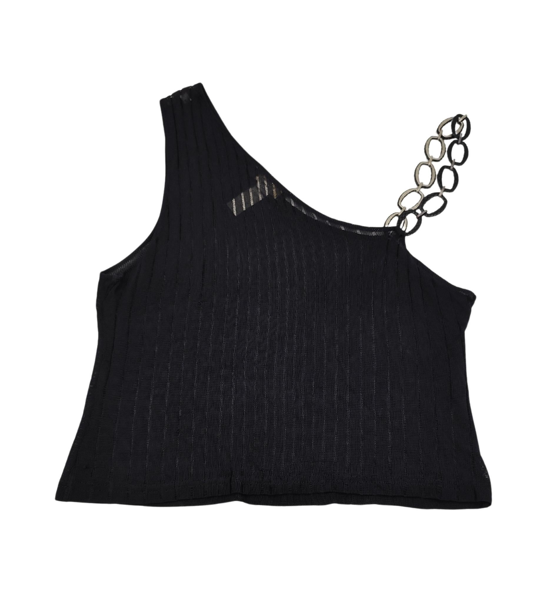 Gianni Versace Couture, top nero con tracolla a catena in vendita 1