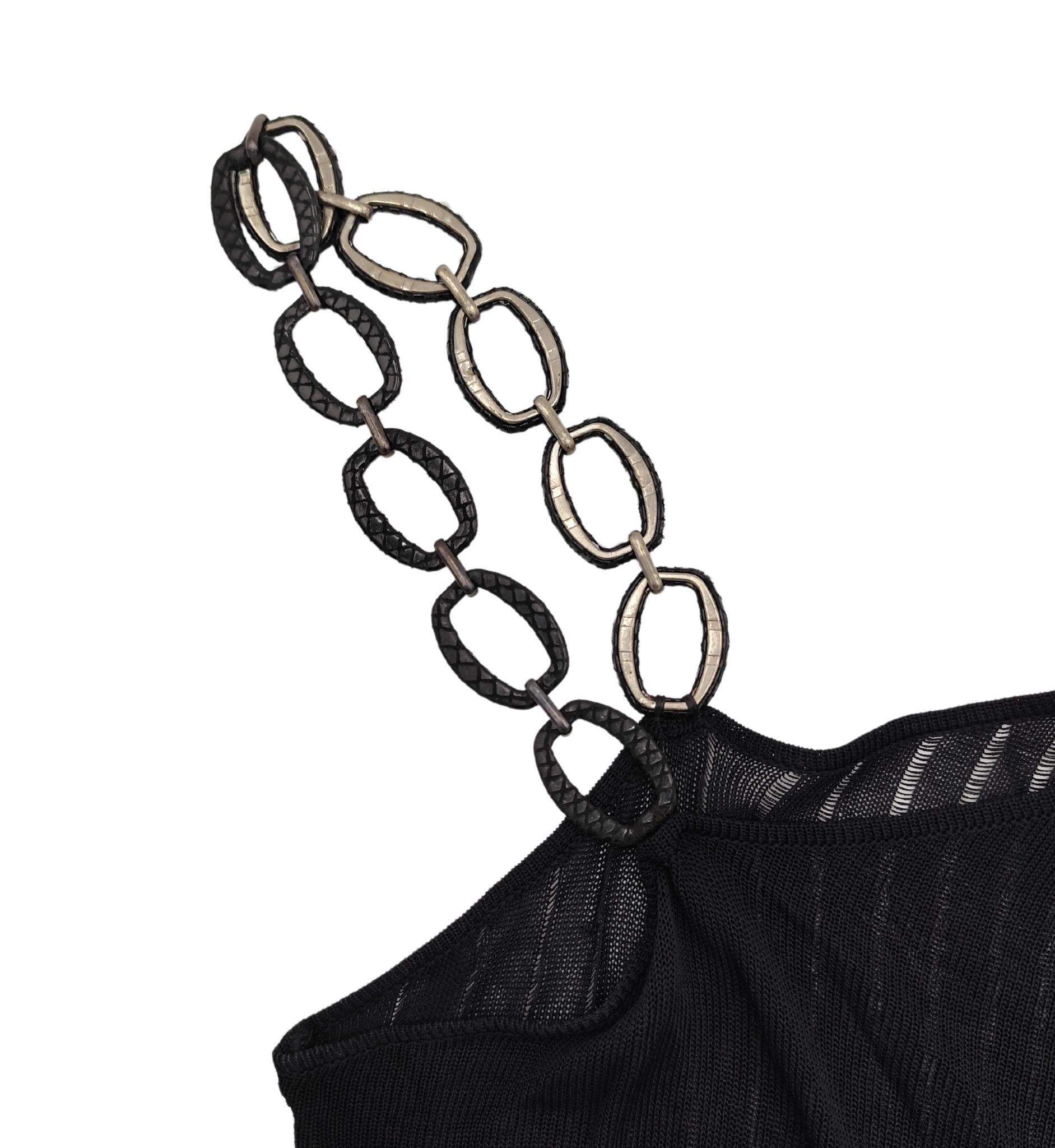 Gianni Versace Couture, top nero con tracolla a catena in vendita 2