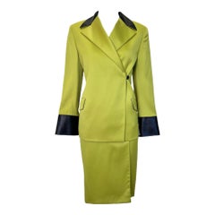 Gianni Versace Couture Chartreuse & Black Skirt Suit, 1998