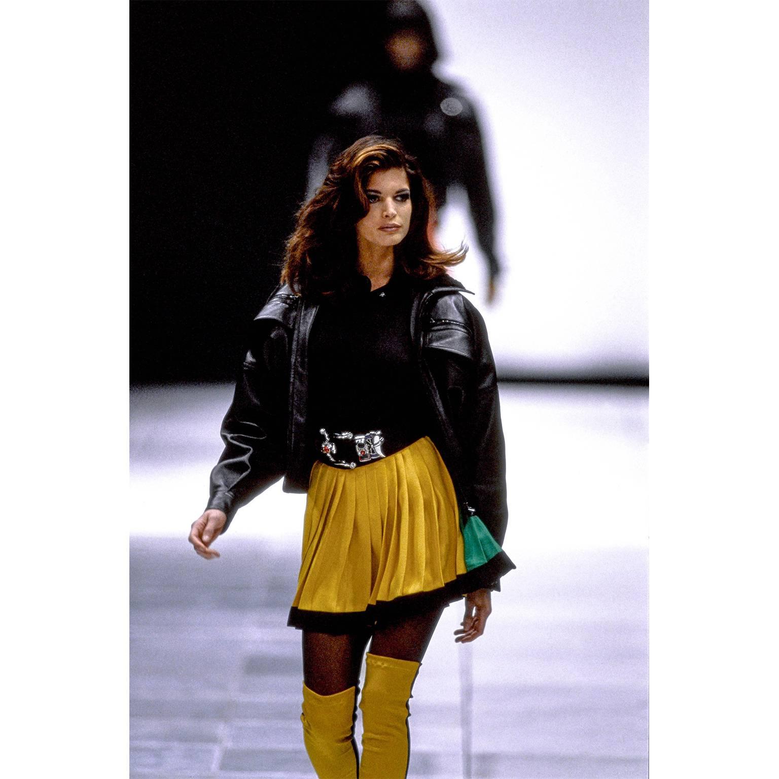Gianni Versace Couture Colorblock Pleated Skirt AW 1991 In Good Condition For Sale In Berlin, DE