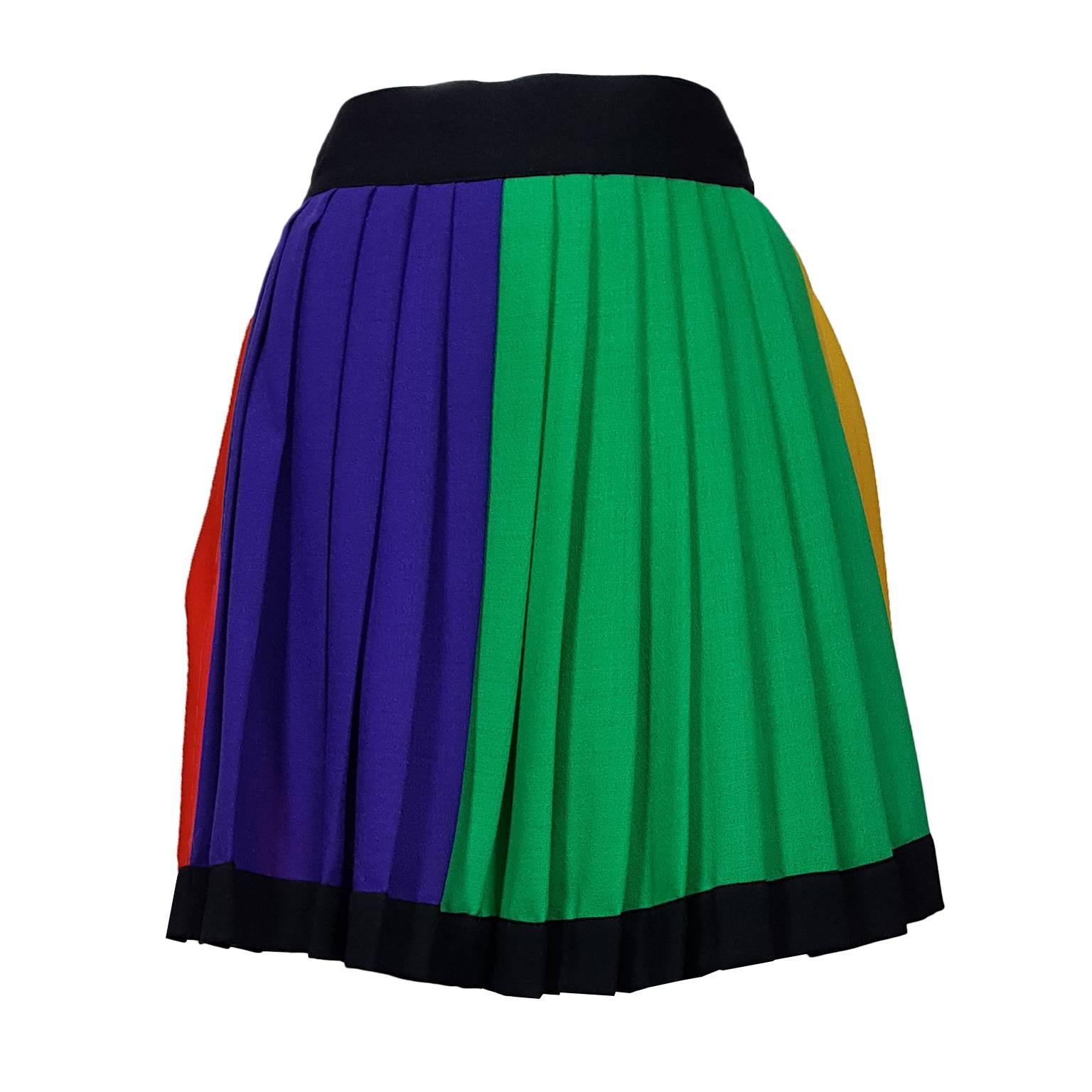 Gianni Versace Couture Colorblock Pleated Skirt AW 1991 For Sale