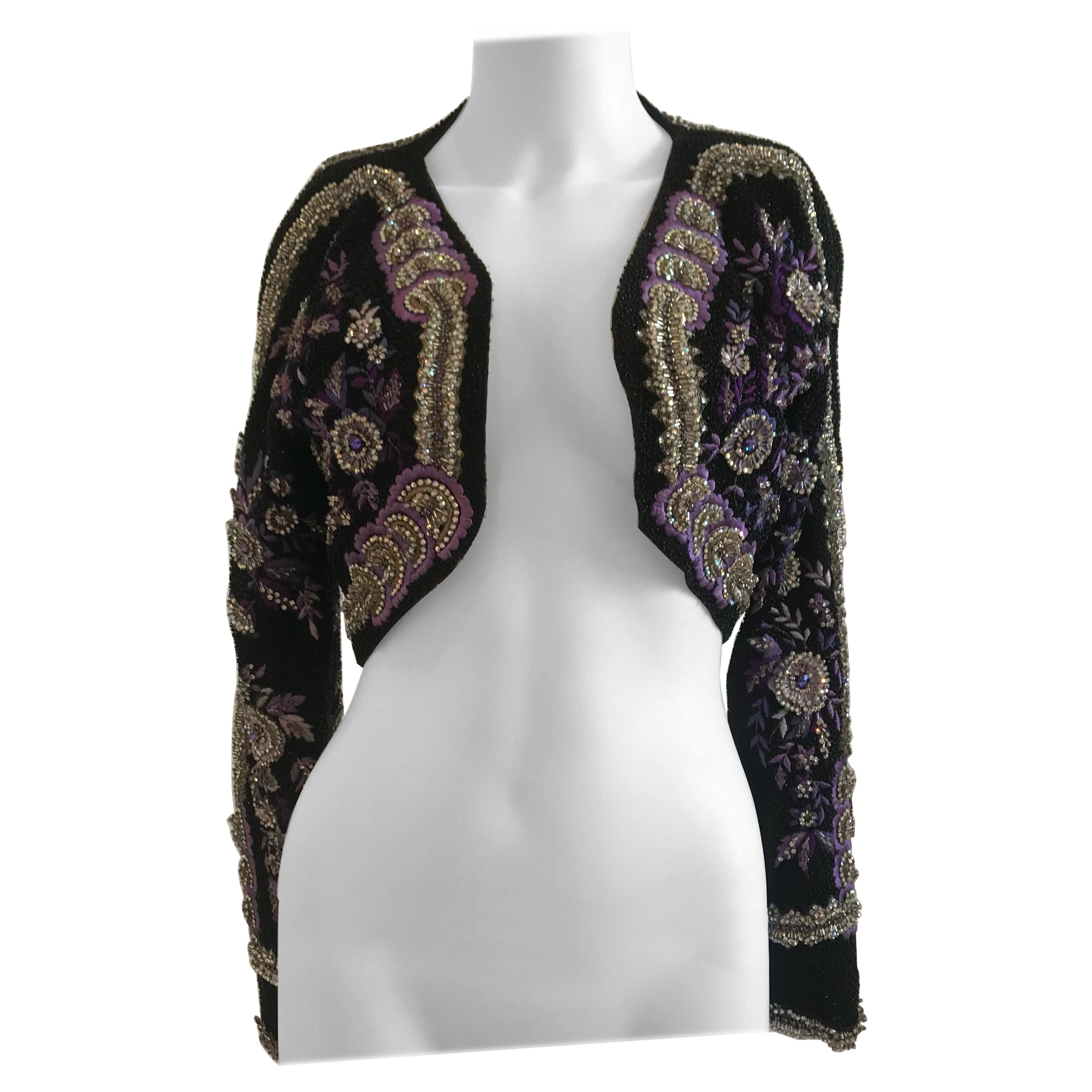 Gianni Versace Couture Crystal Beaded and Embellished Cropped Bolero For Sale