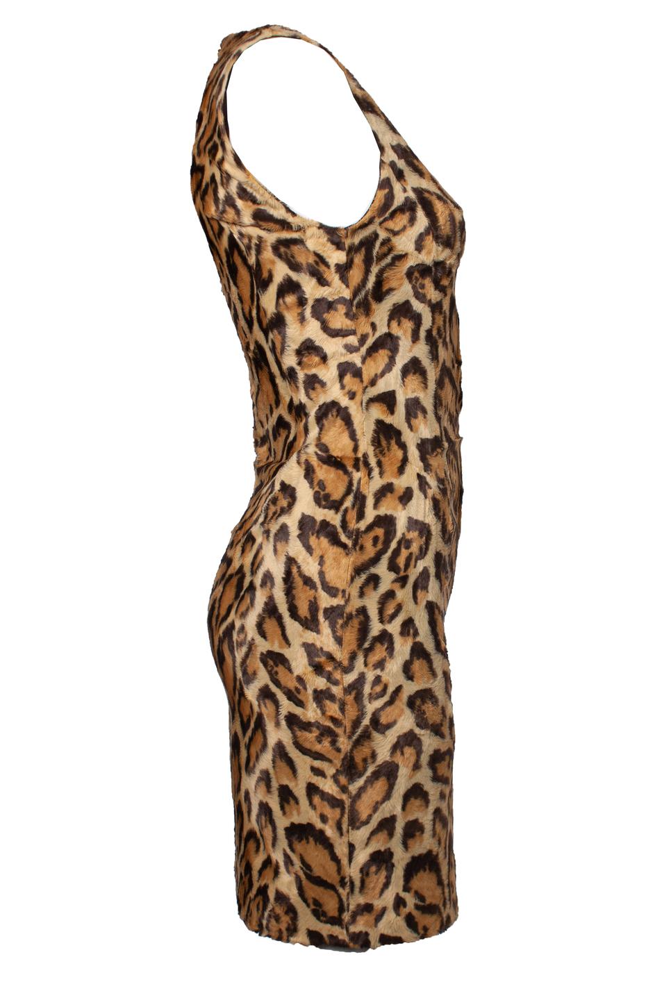 Brown Gianni Versace Couture, dress in leopard print For Sale