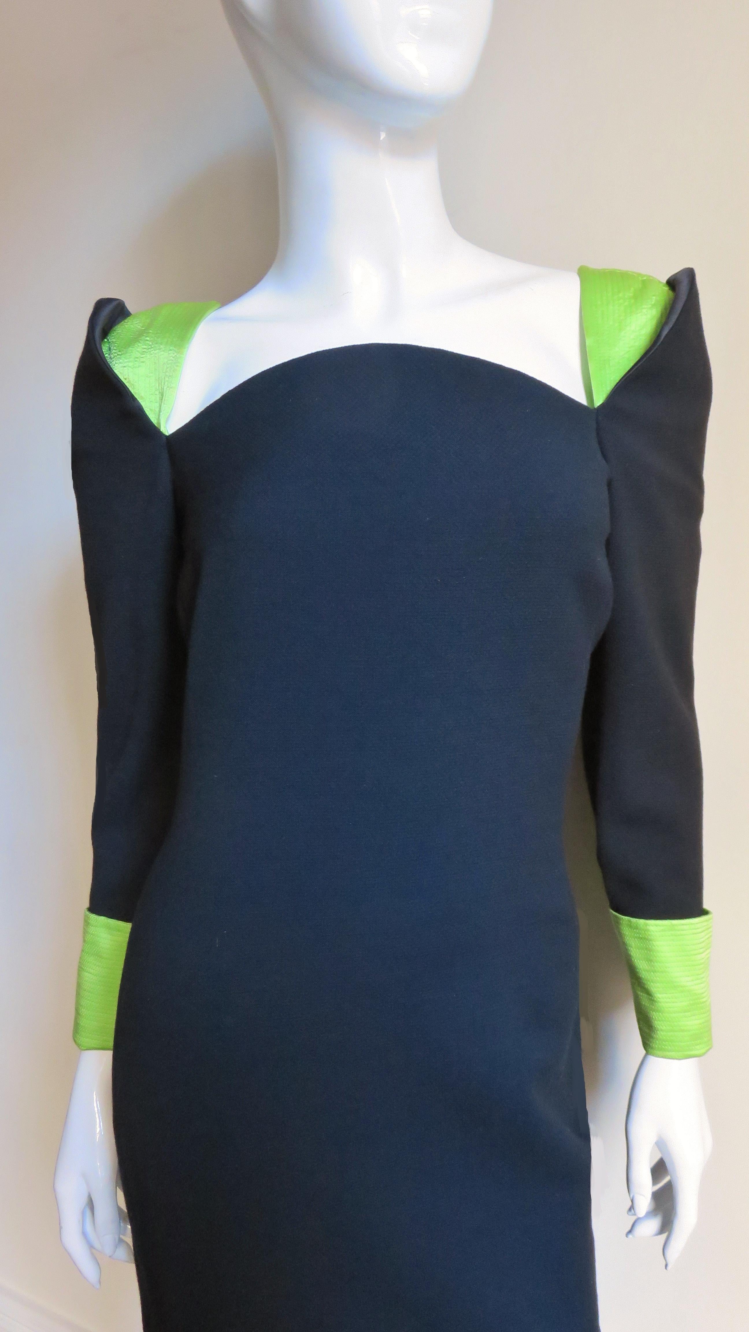 Gianni Versace Color Block Dress 1980s In Good Condition For Sale In Water Mill, NY