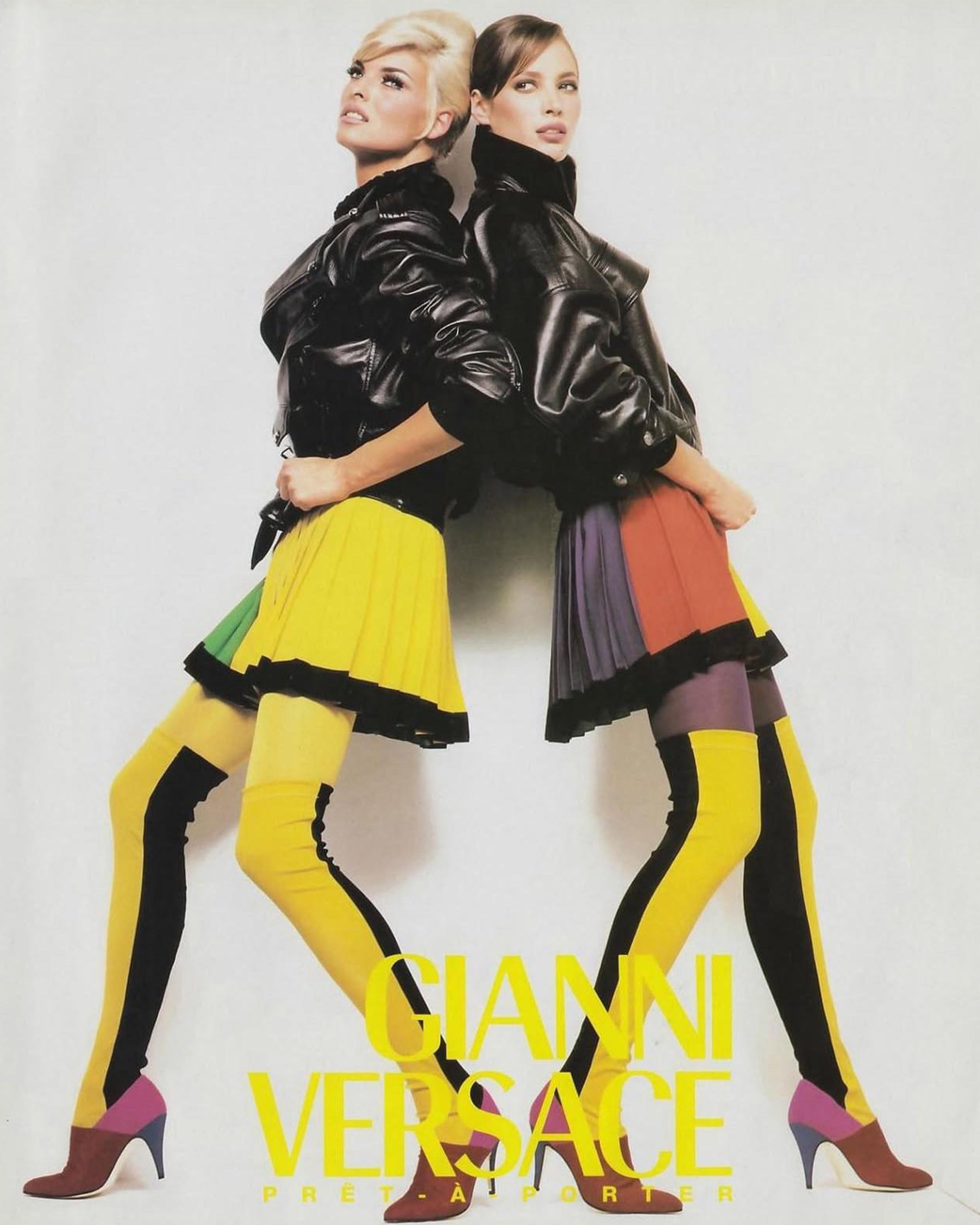 Gray Gianni Versace Couture F/W 1991 Multicolor Pleated Skirt For Sale