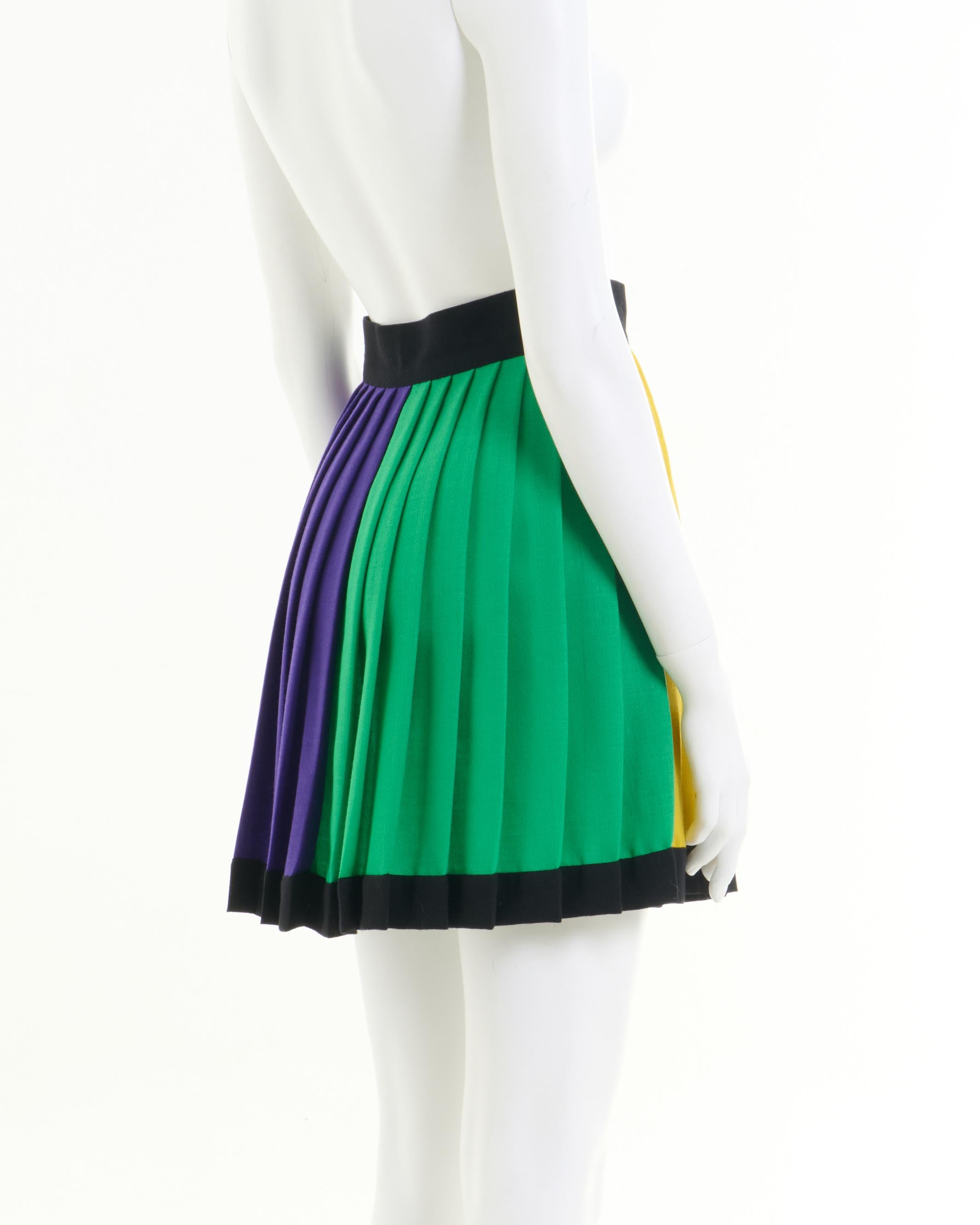 Gianni Versace Couture F/W 1991 Multicolor Pleated Skirt For Sale 1