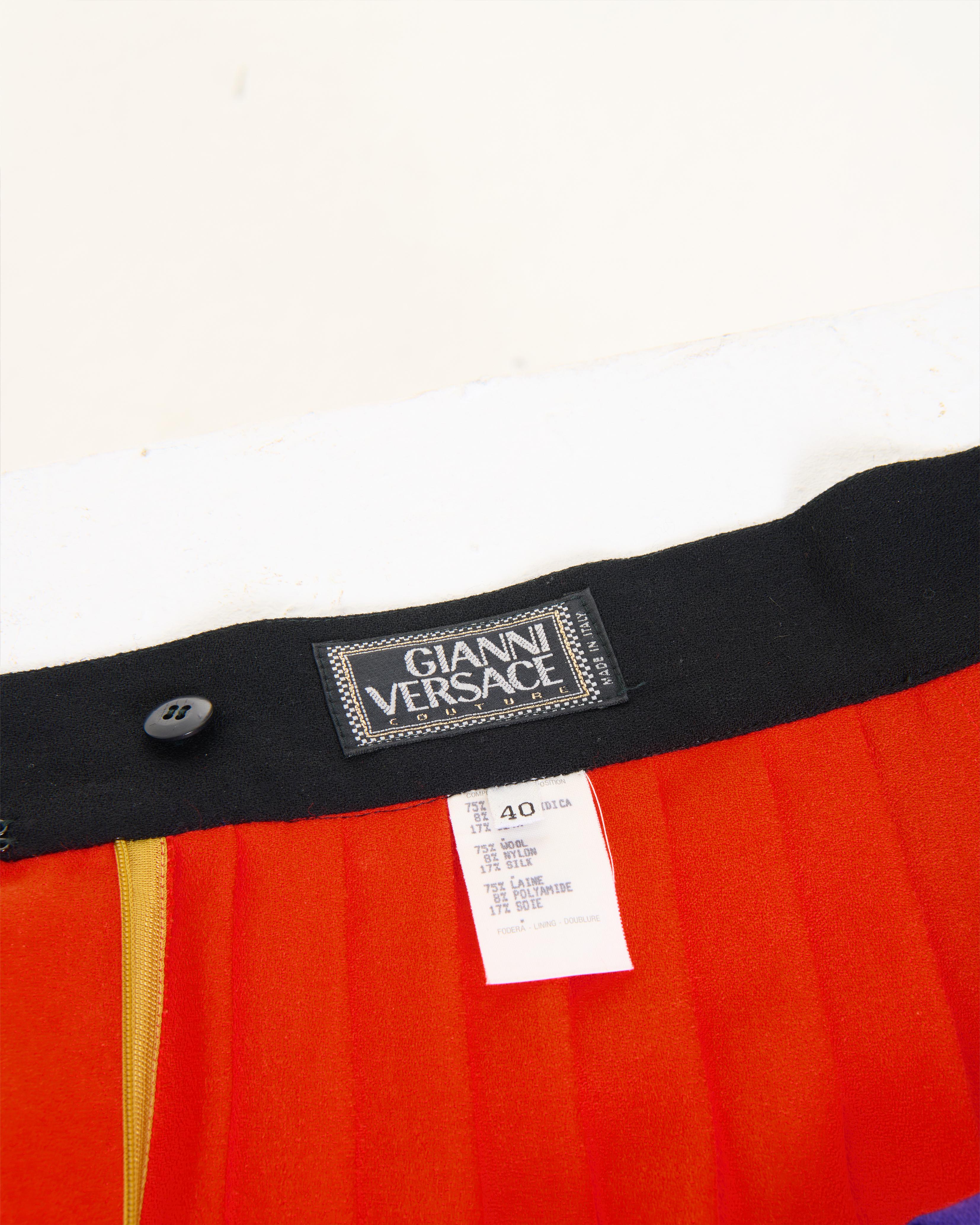 Gianni Versace Couture F/W 1991 Multicolor Pleated Skirt For Sale 2
