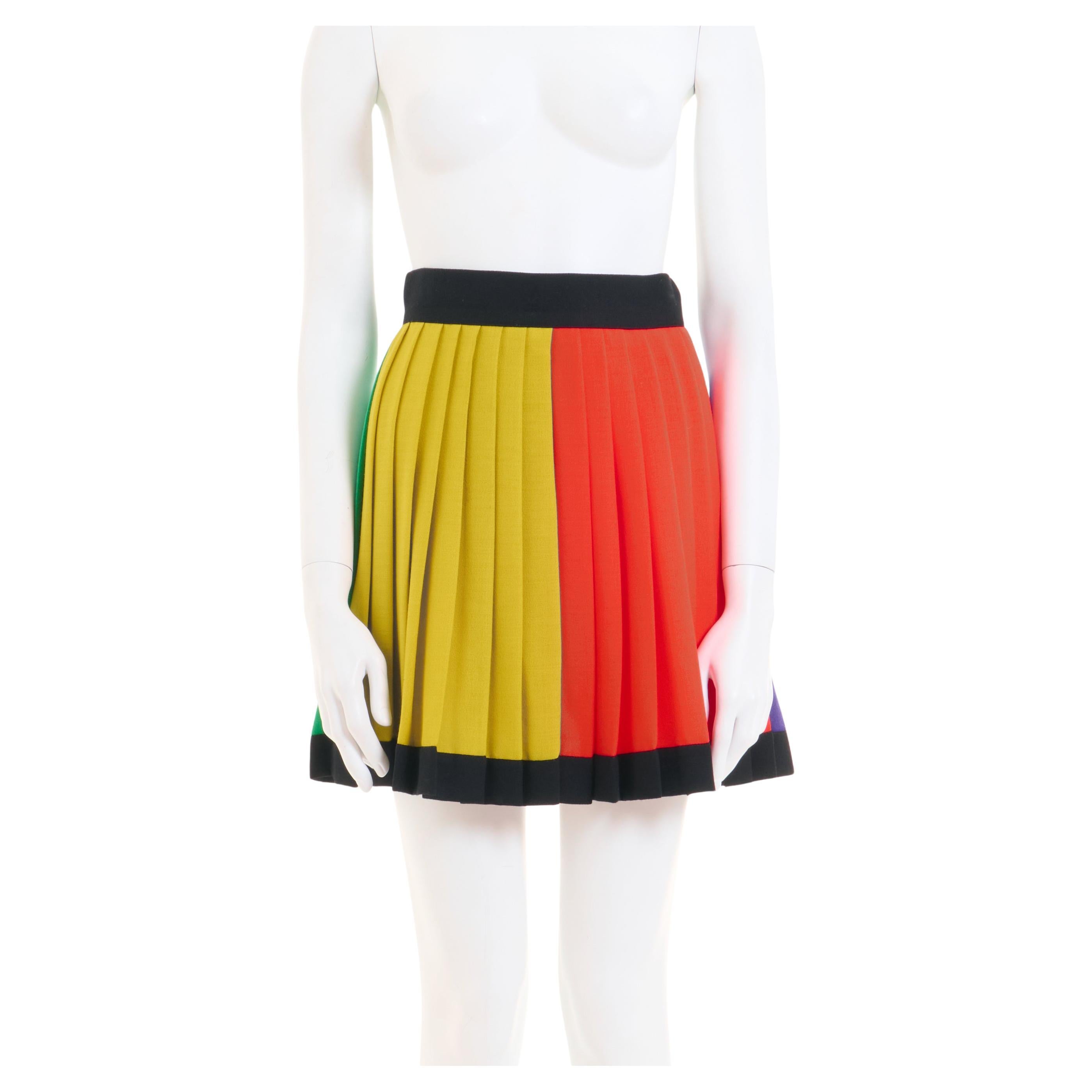 Gianni Versace Couture F/W 1991 Multicolor Pleated Skirt For Sale