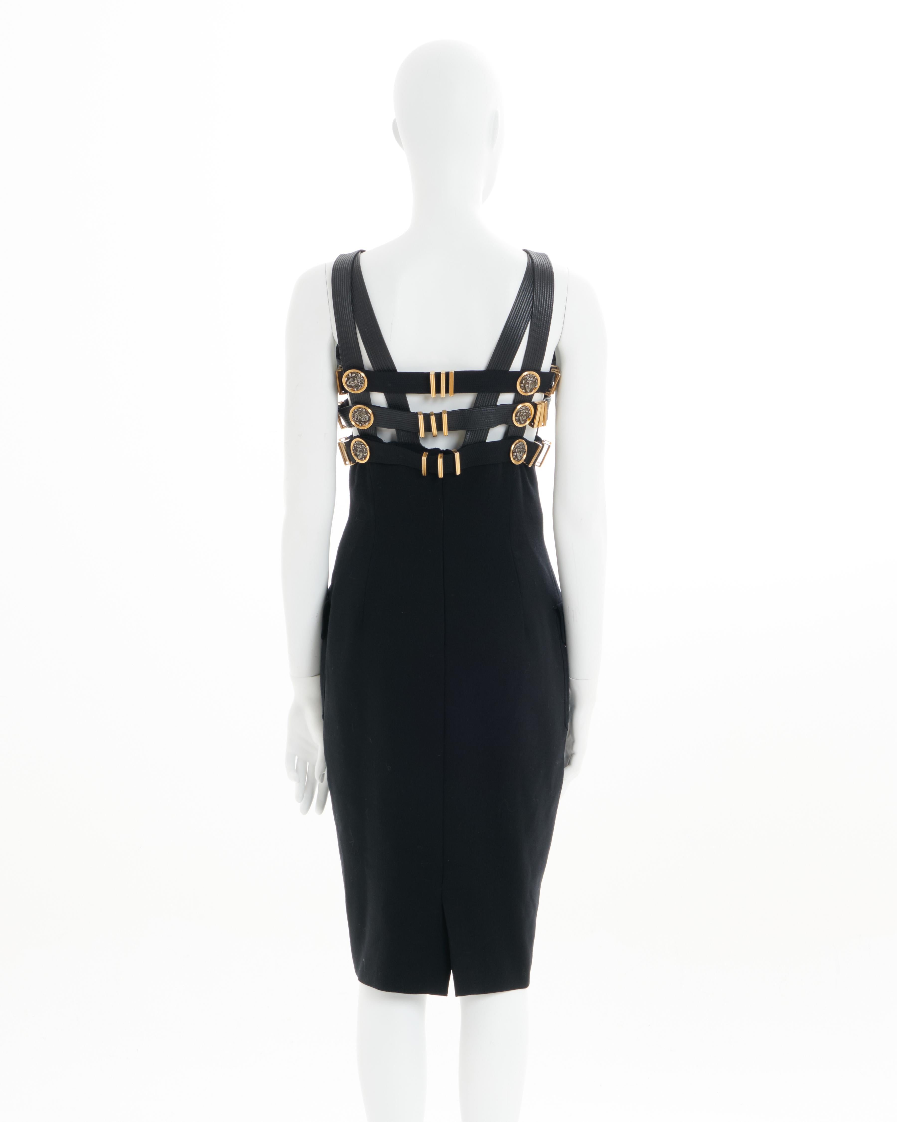 Women's Gianni Versace Couture F/W 1992 Black Bondage evening dress For Sale