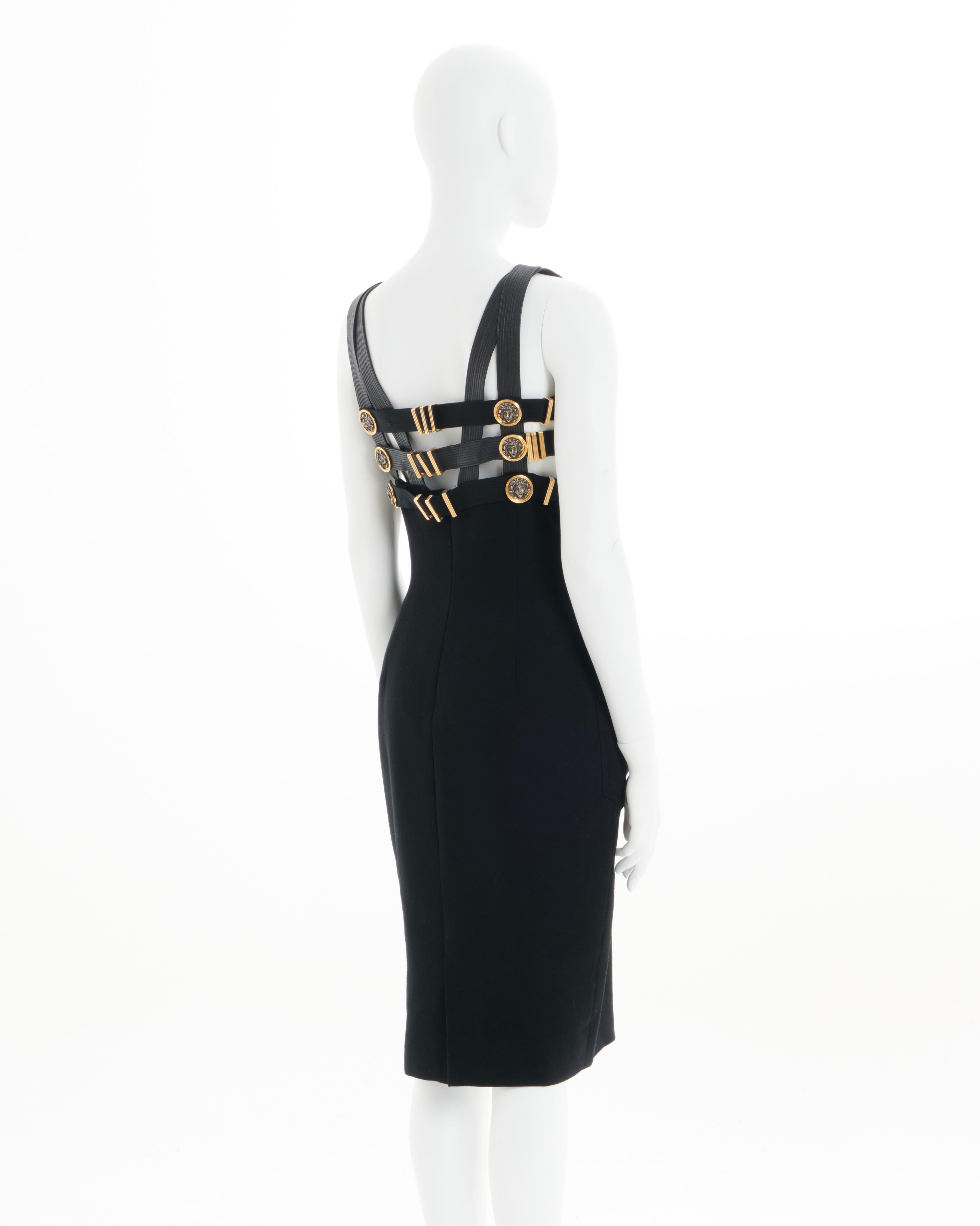 Gianni Versace Couture F/W 1992 Black Bondage evening dress For Sale 1