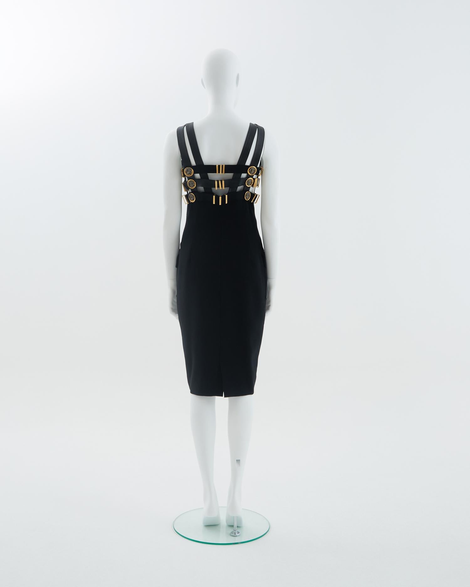 Gianni Versace Couture F/W 1992 Black Bondage evening dress In Good Condition In Milano, IT