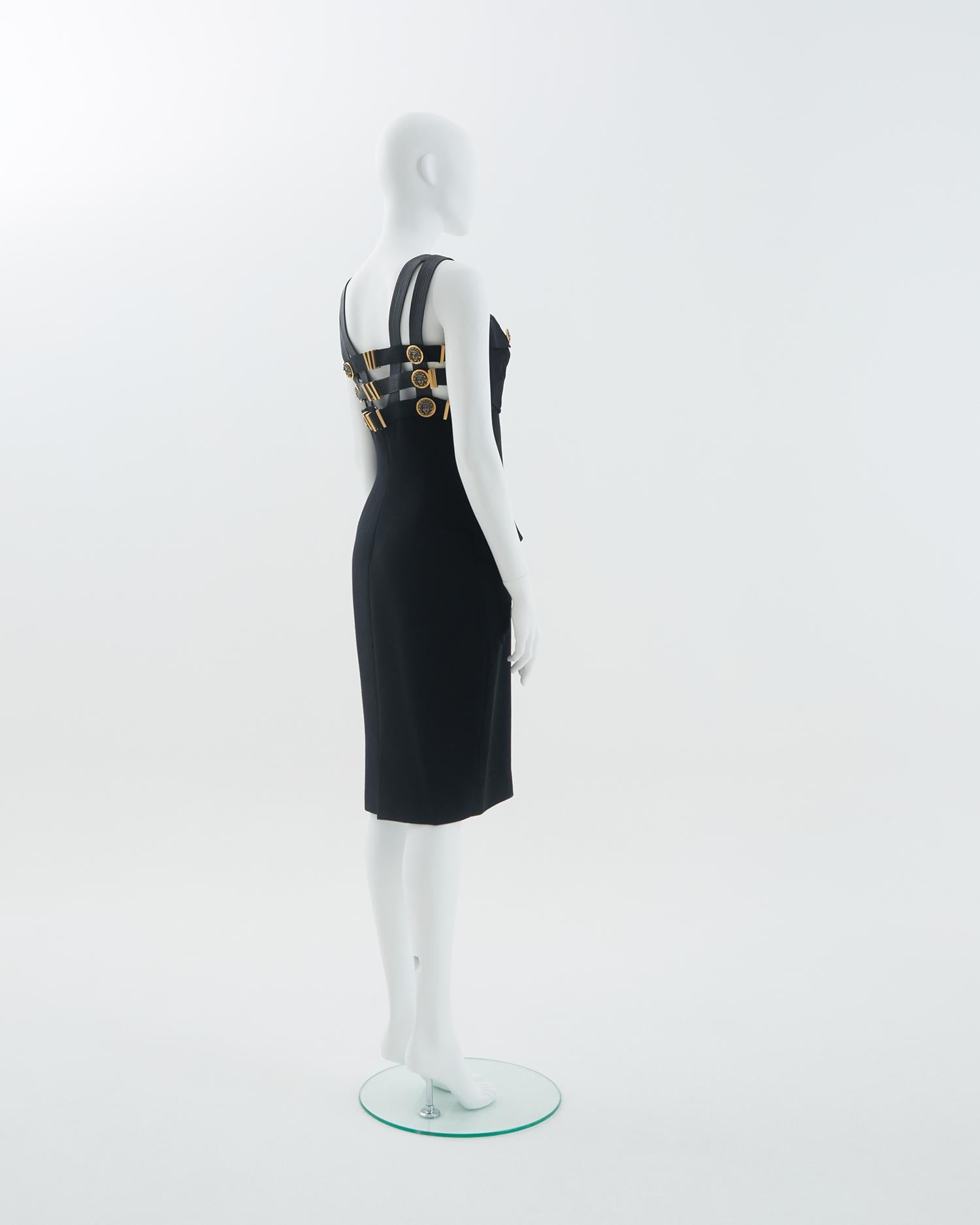 Women's Gianni Versace Couture F/W 1992 Black Bondage evening dress