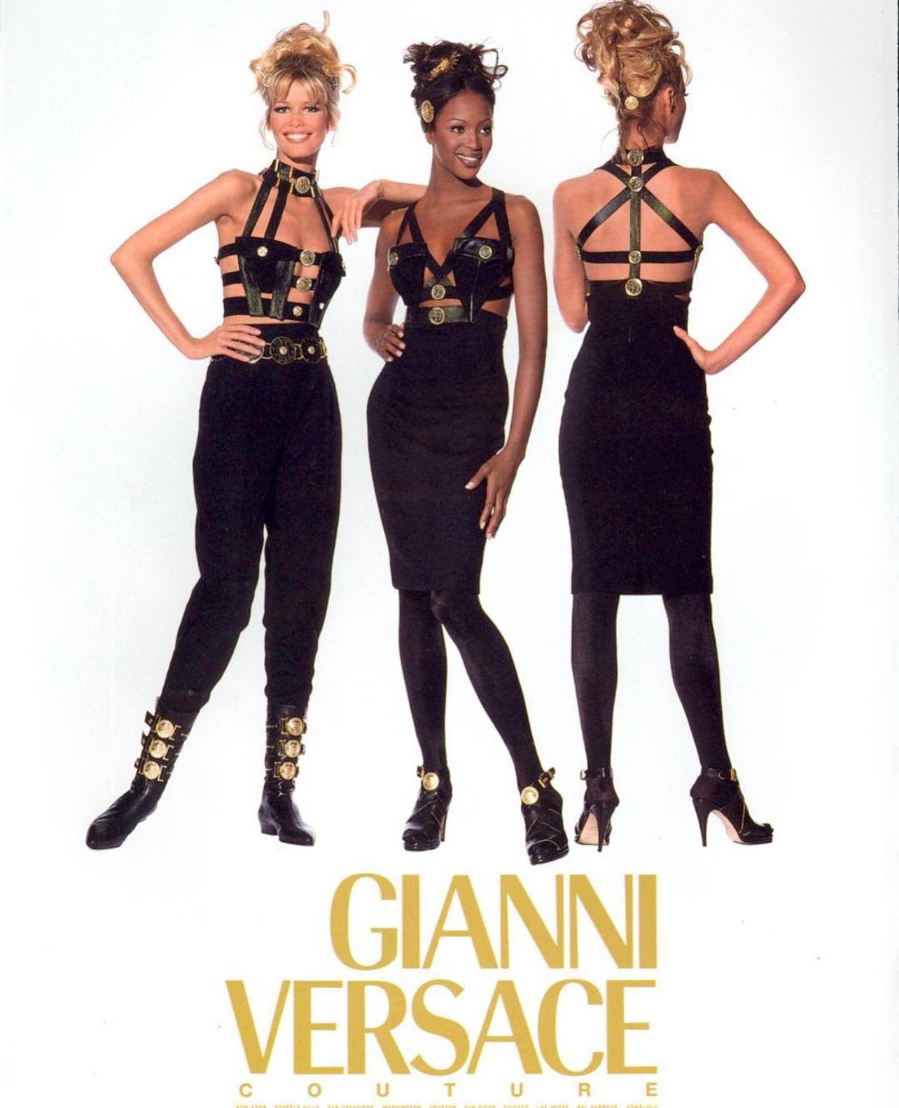 Gianni Versace Couture F/W 1992 Black Bondage evening dress In Excellent Condition For Sale In Milano, IT