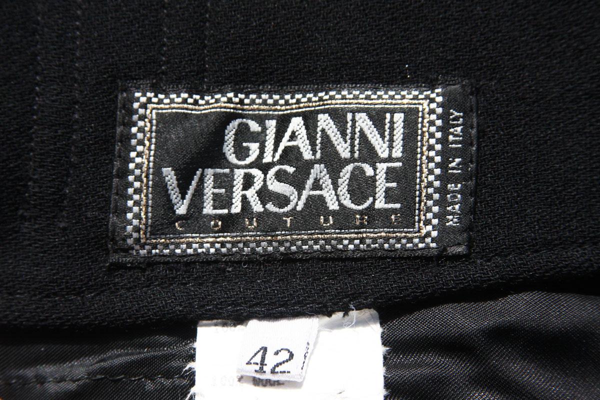 Gianni Versace Couture F/W 1992 Black Wool Bondage Pants It.42  For Sale 1
