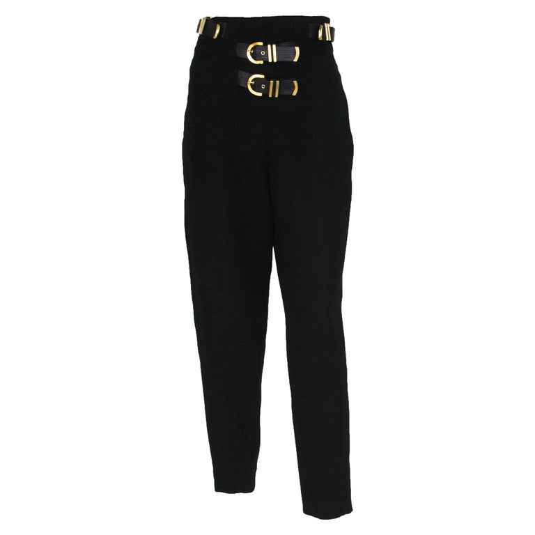 Gianni Versace Couture F/W 1992 Black Wool Bondage Pants It.42 For Sale at  1stDibs